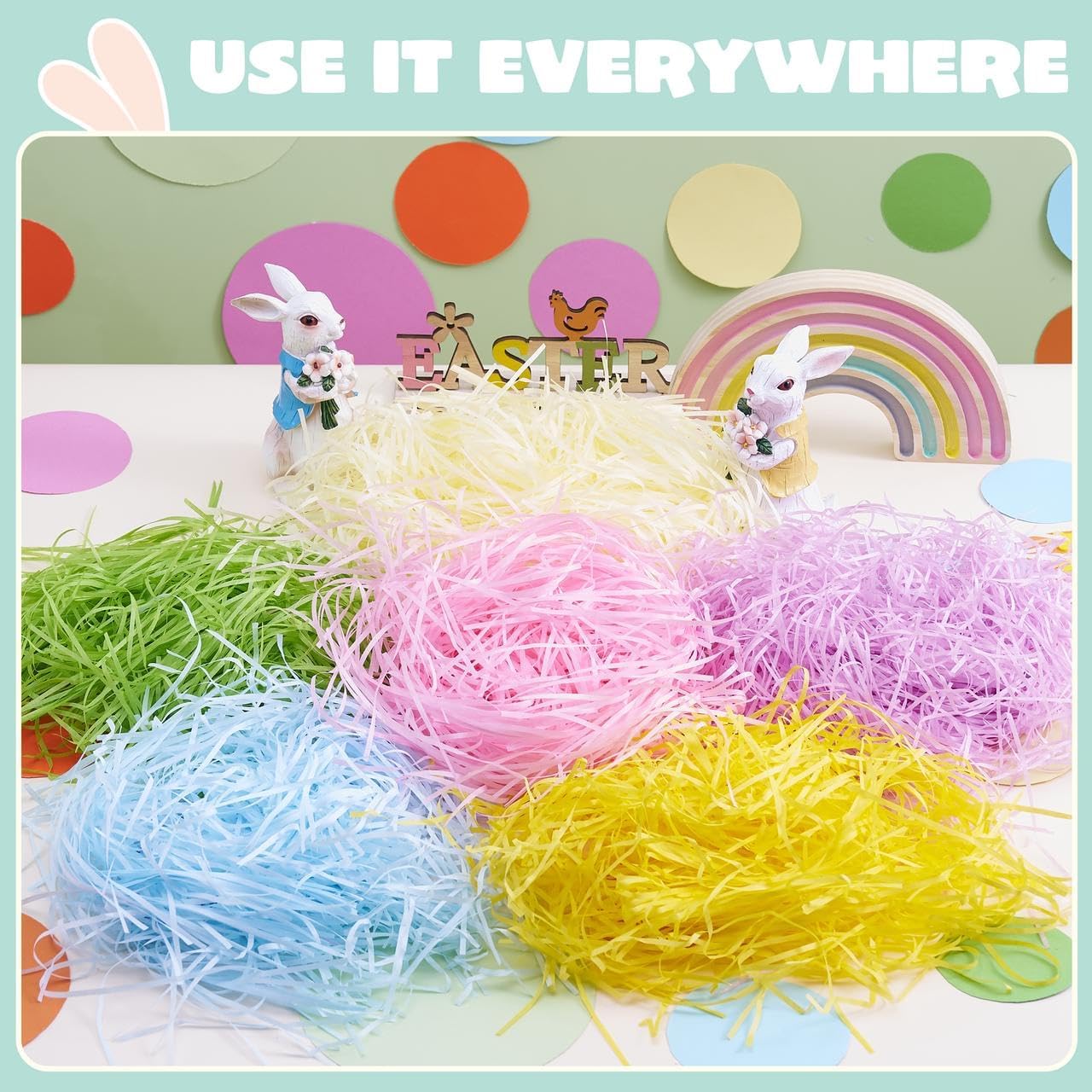 16 OZ Easter Grass 6 Colors Recyclable Paper Shred for Basket Filler Stuffers