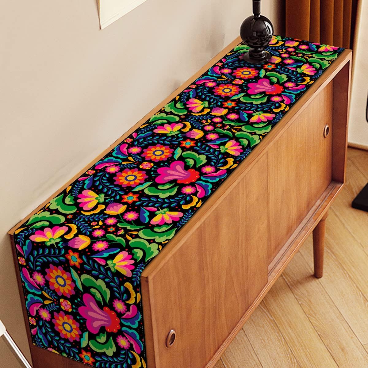 Mexican Fiesta Table Runner Cinco De Mayo Decorations Dia De Los Muertos Rustic Linen Home Dining Room Kitchen Table Decor 72 Inches Long