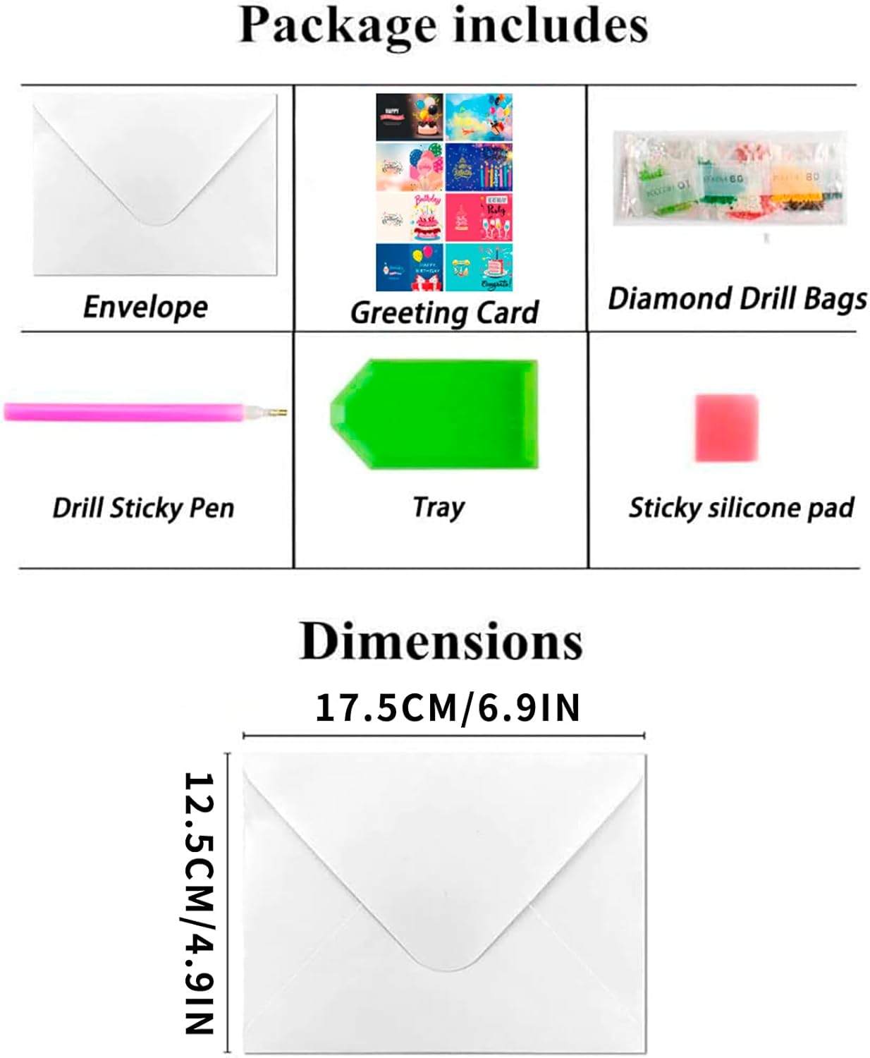 Diamond Art Painting Happy Birthday Cards, 8 Packs DIY 5D Diamond Greeting Cards Kits for Adults Diamond Art Birthday Cards with Envelopes Birthday Gifts for Families, Friends, Partners