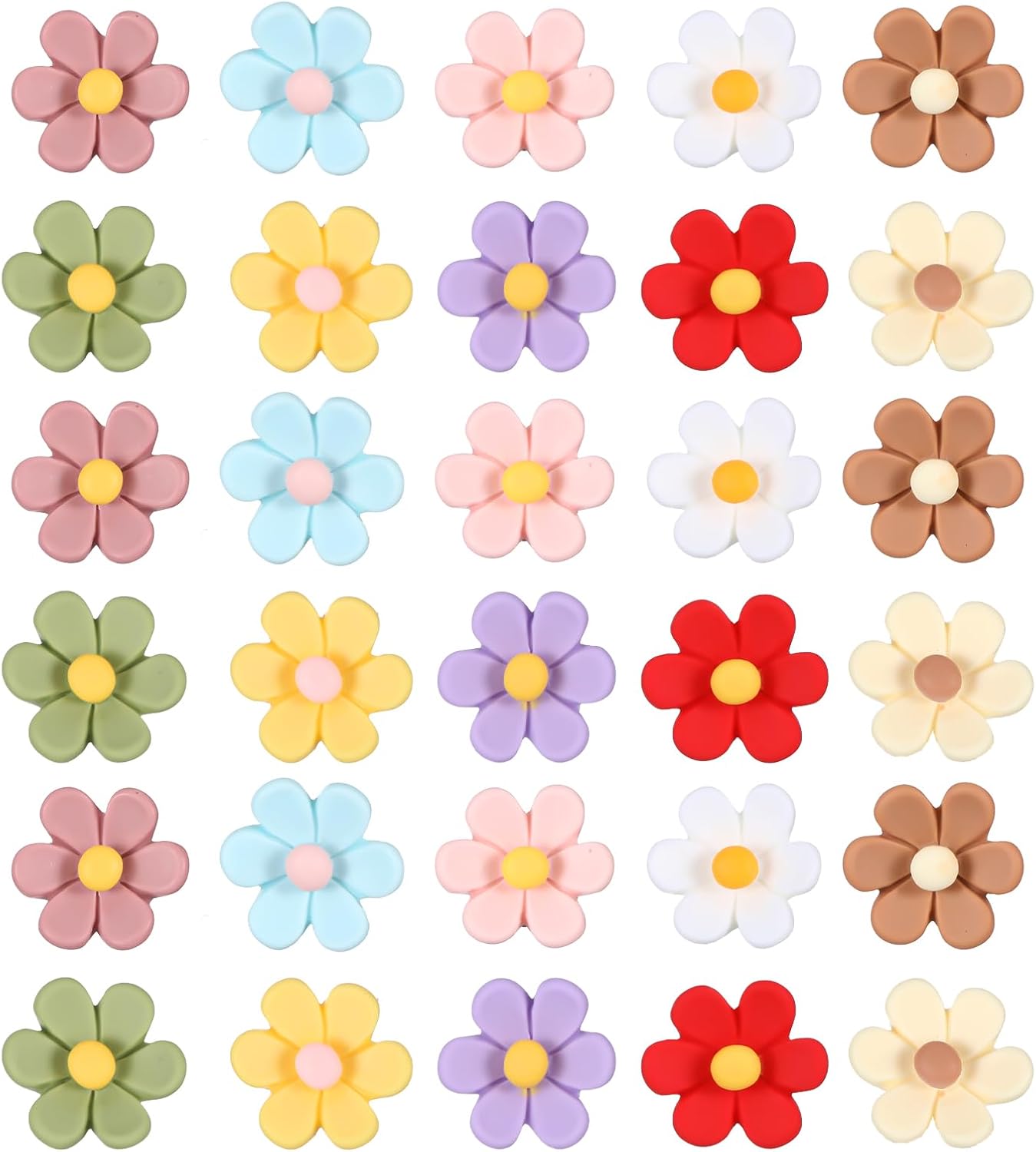 Flower Push Pins, 30Pcs Thumb Tacks for Cork Board, 0.5Inch Cute Push Pins for Bulletin Boards Cork Boards Cardboard Hanging Posters Wall Decorations (Colorful)