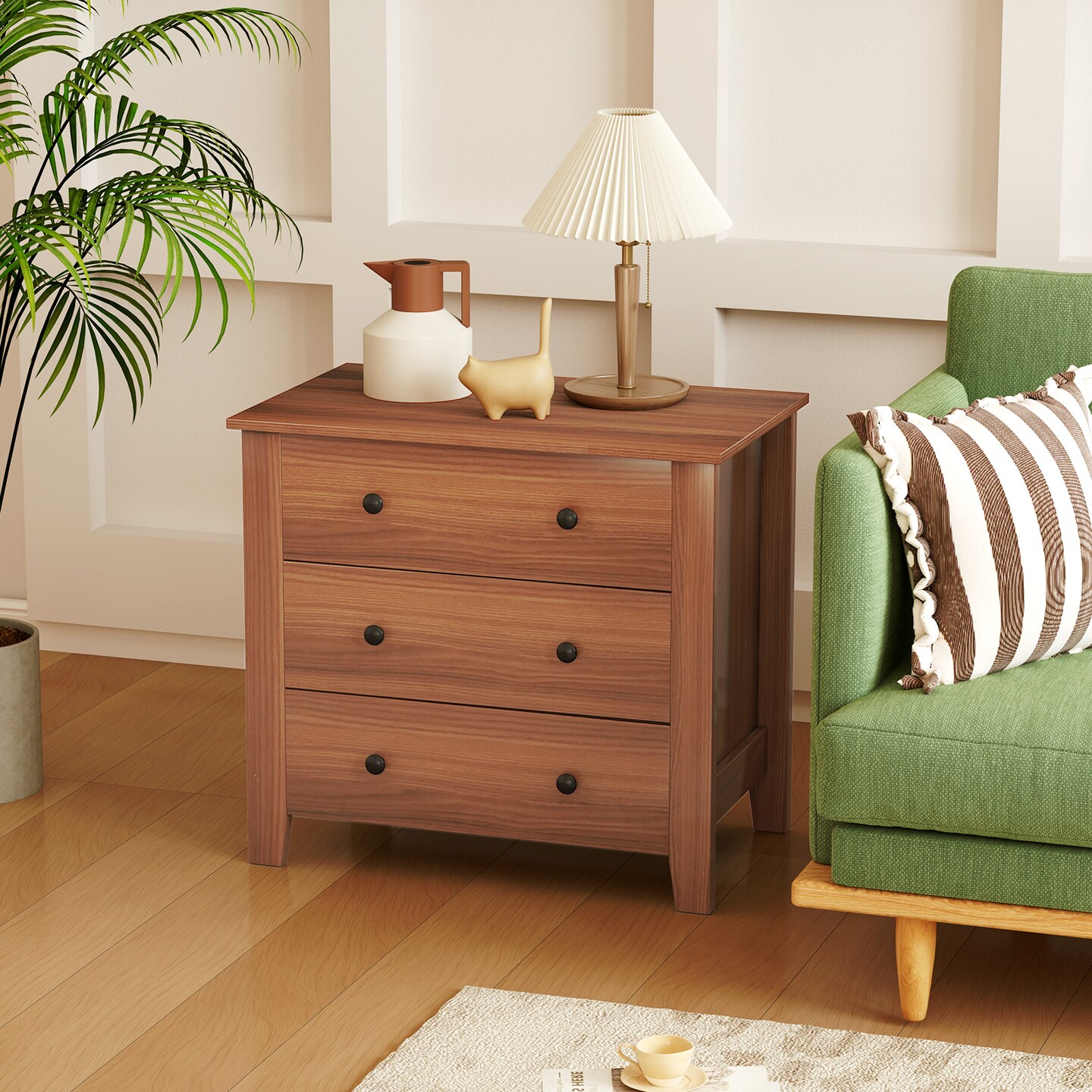 3 Drawer Dresser Chest Bedside Table with Metal Handles Suitable for Any Room