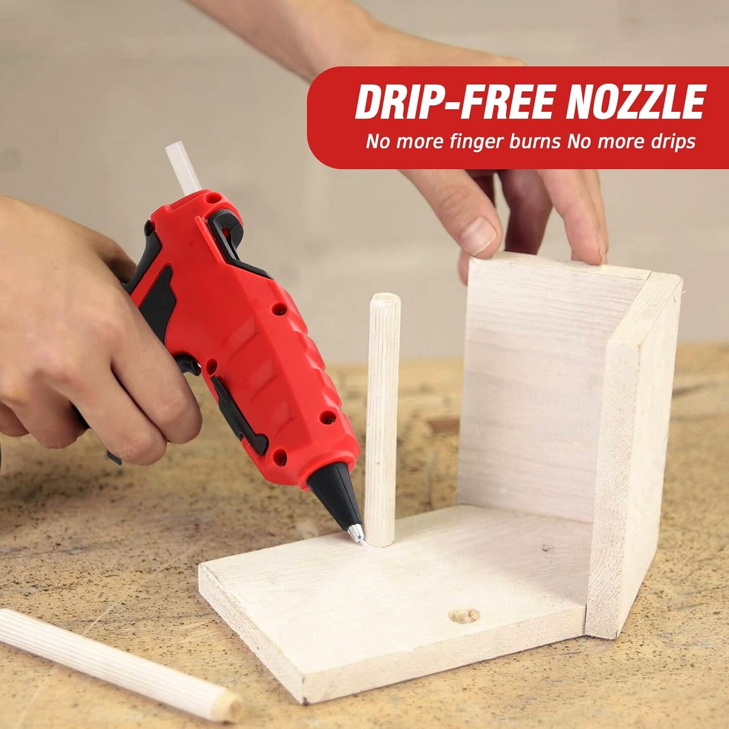 Cordless Hot Glue Gun for Milwaukee 18V Battery, Hot Glue Gun Kit for Milwaukee Tools in Crafting, Wood, PVC, Glass, Home Repair with 30 Pcs 0.27 * 5.9 inch Hot Glue Sticks (Battery Not Included)