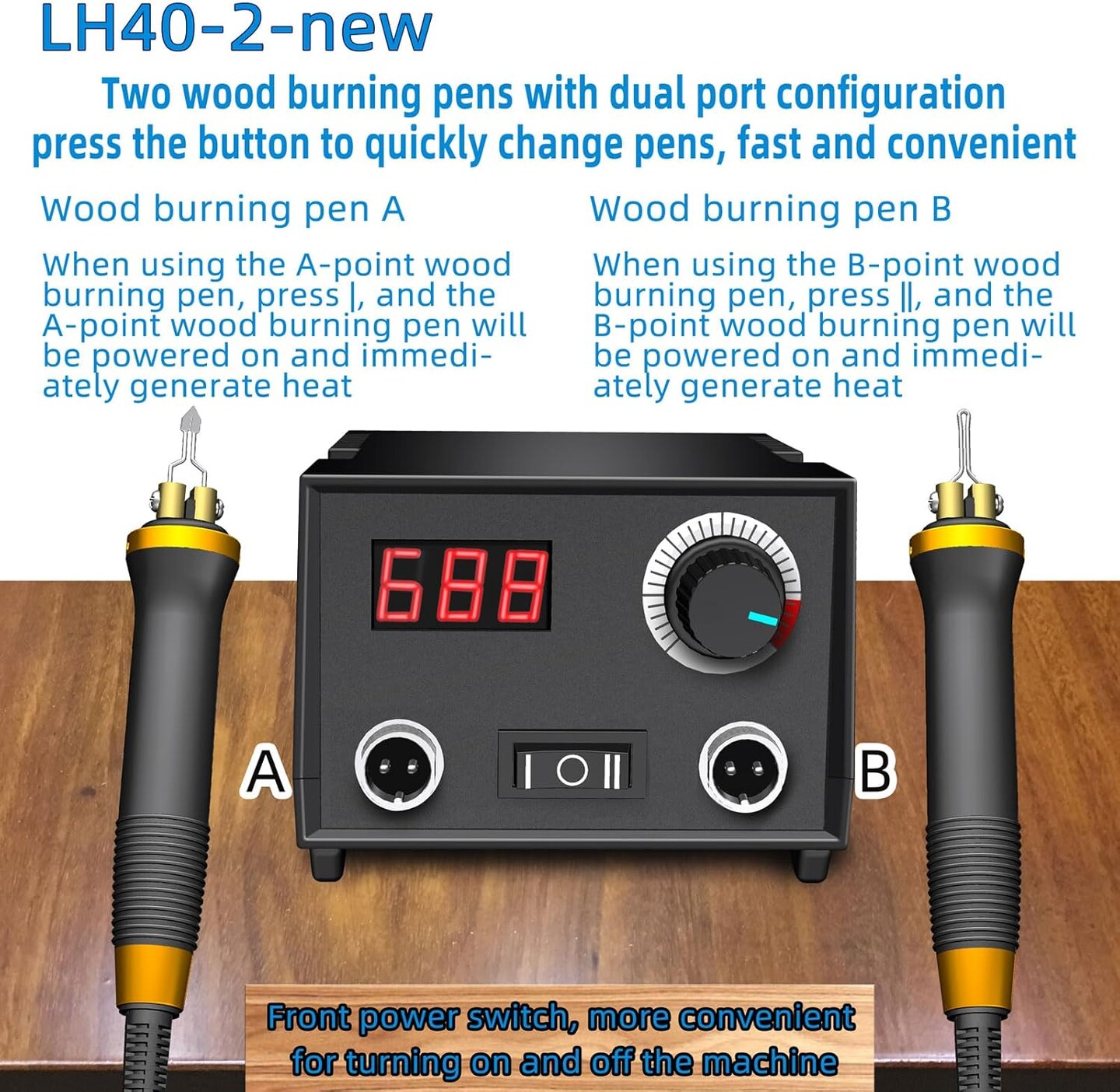 Wood Burning Tool, Wood Burner kit Pen 25~750&#x2103;, Wood Burning kit with Digital Thermometer Temperature Adjustable Temperature, 2 pyrographic Wood Burning pens, 23 Wood Burning Pen Tips