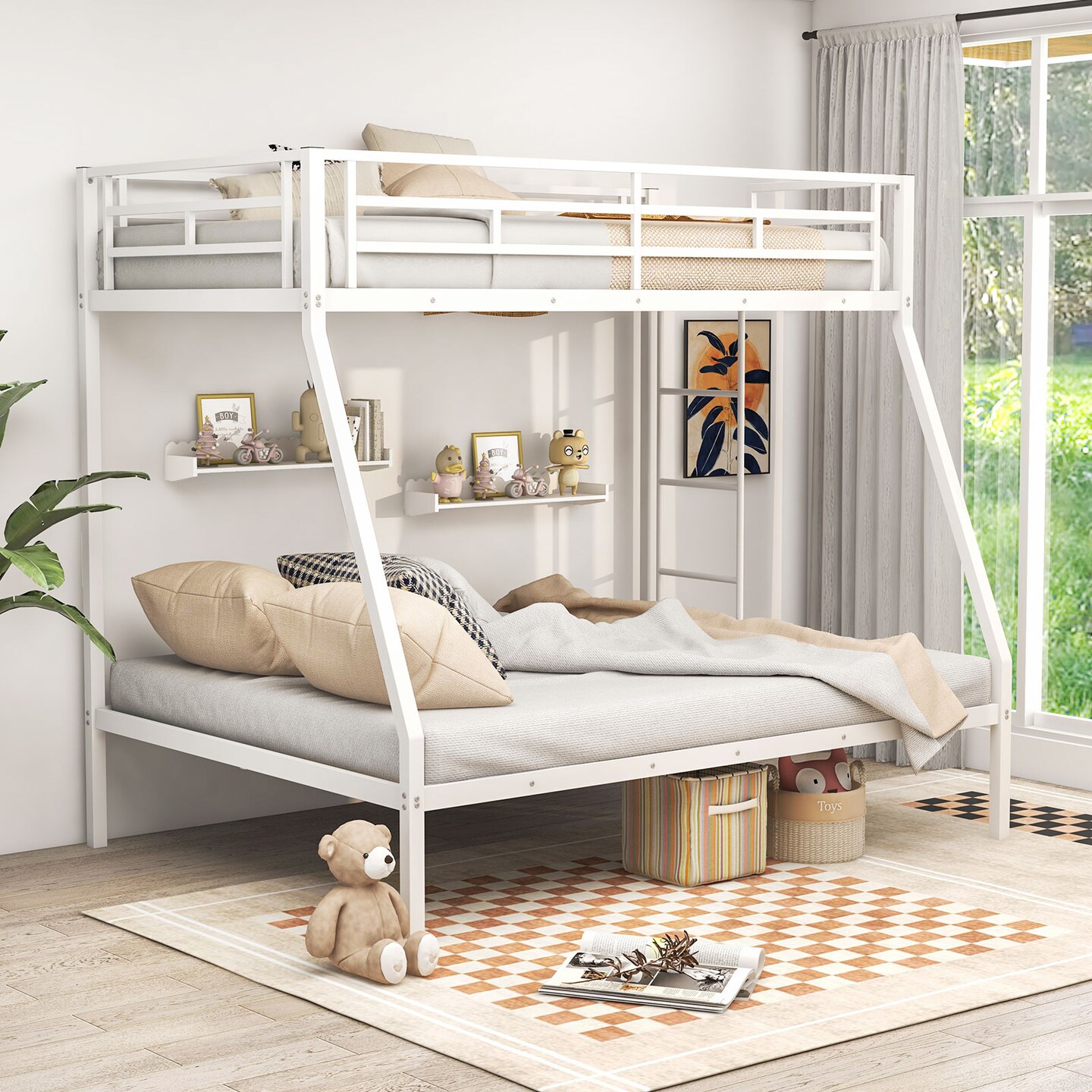 Metal Slatted Bed Frame for Teens Adults Noise-Free No Box Spring Required
