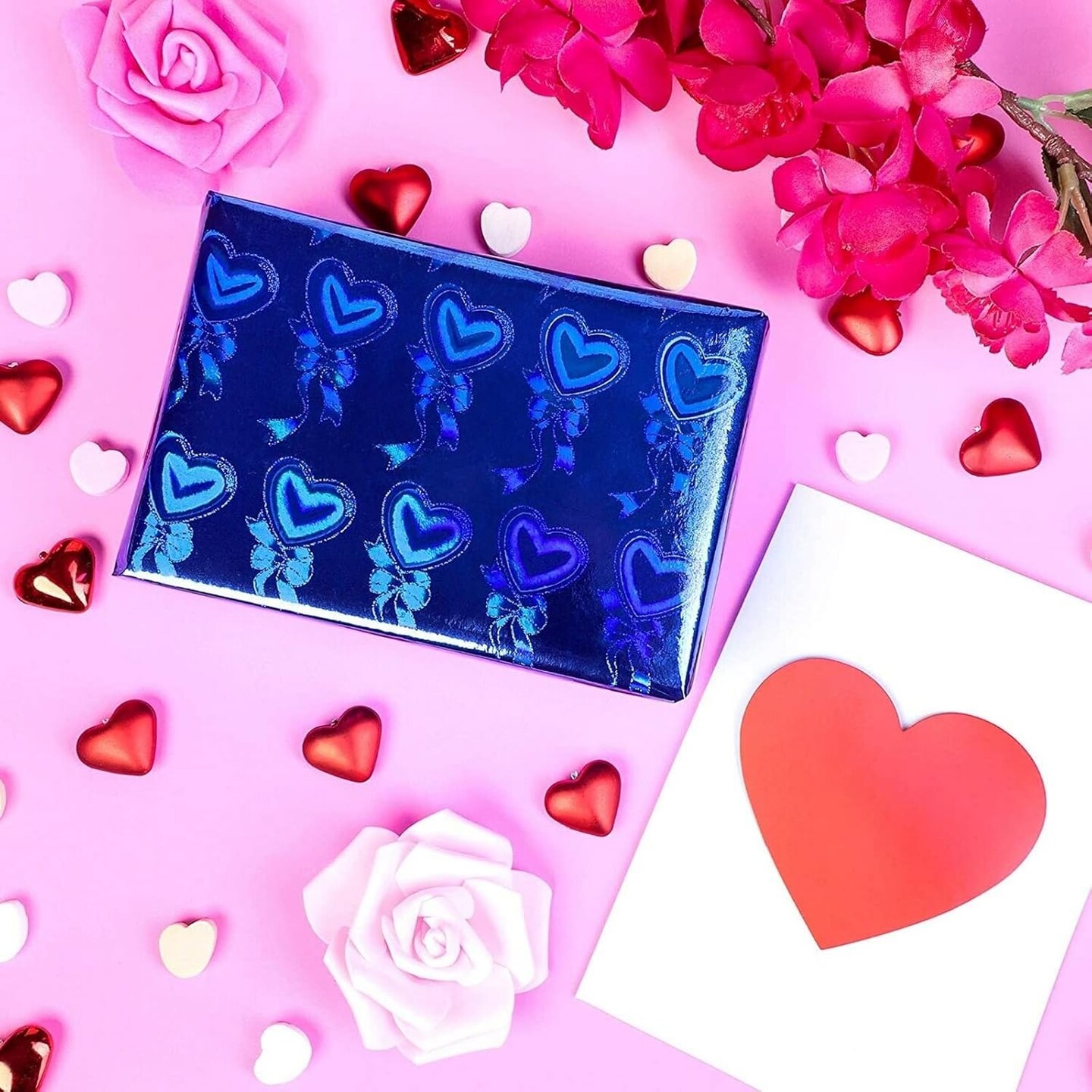 Holographic Metallic Gift Wrapping Paper Rolls – 3-Pack Iridescent Foil Gift Wrap with Geometric Patterns, 17.3 in x 204 in Each