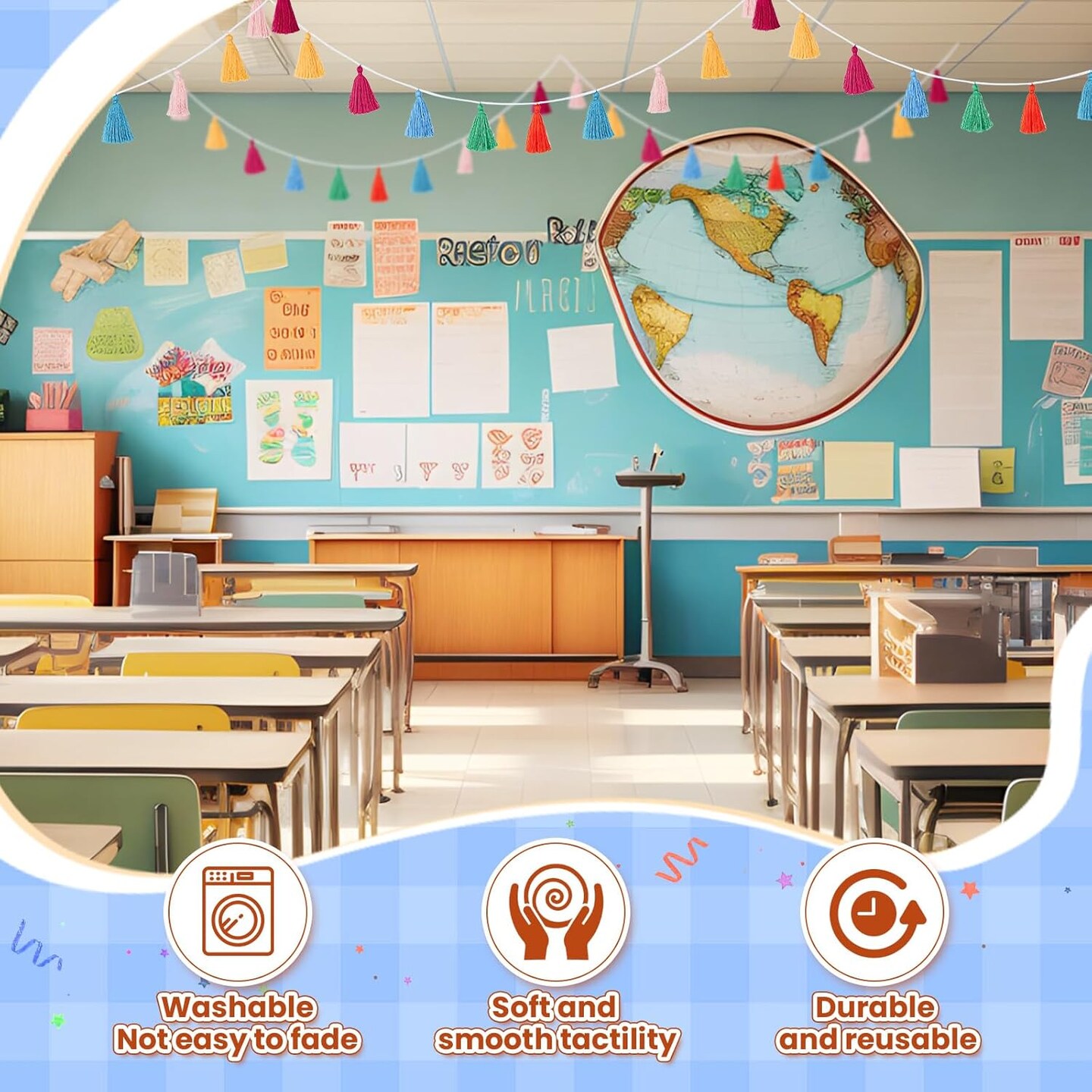 4-Pc Rainbow Tassel Garland – Boho Party & Wall Decor, Pre-Assembled