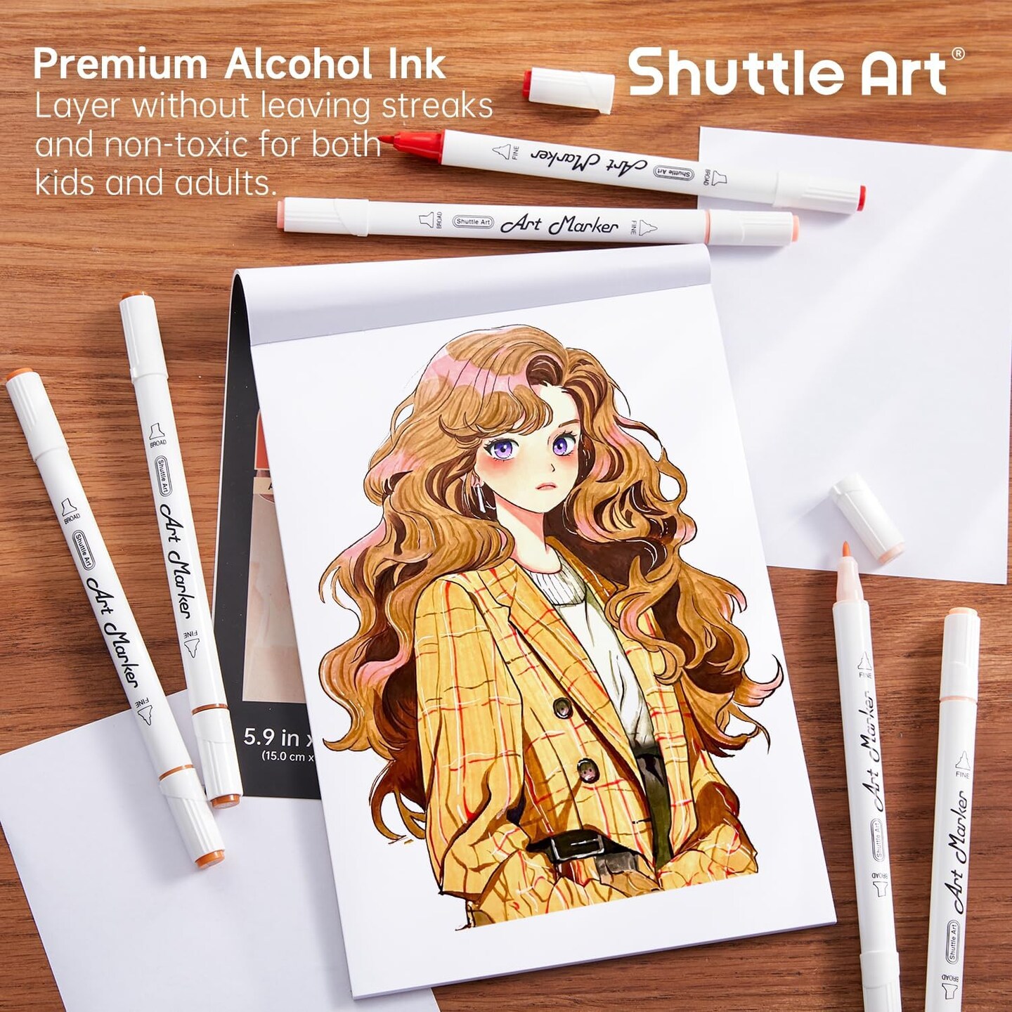 30-Color Skin Tone & Hair Dual-Tip Alcohol Marker Set – Includes Blender for Portraits, Comics & Anime