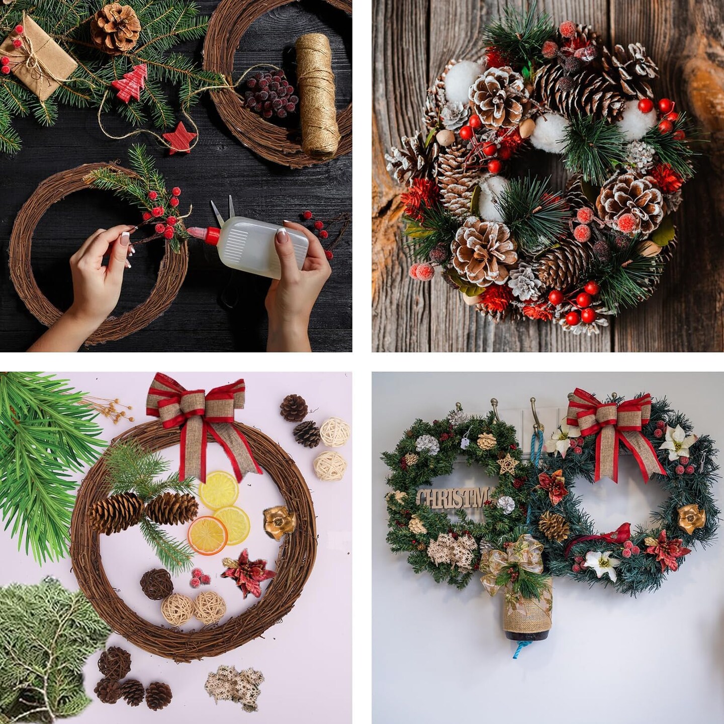 6 Pcs 12 Inch Natural Grapevine Wreath frame Set, Hand-Woven Vine Branch Wreaths for DIY Crafts, Christmas Decorations, Home & Event Styling