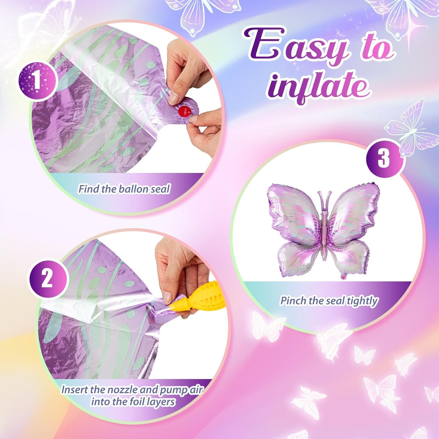 12 Pcs 40 Inch Butterfly Balloon Butterfly Foil Balloon Colorful Party Balloons Giant Butterfly Birthday Decorations for Butterfly Theme Birthday Party Wedding Supplies (Purple Gradient)