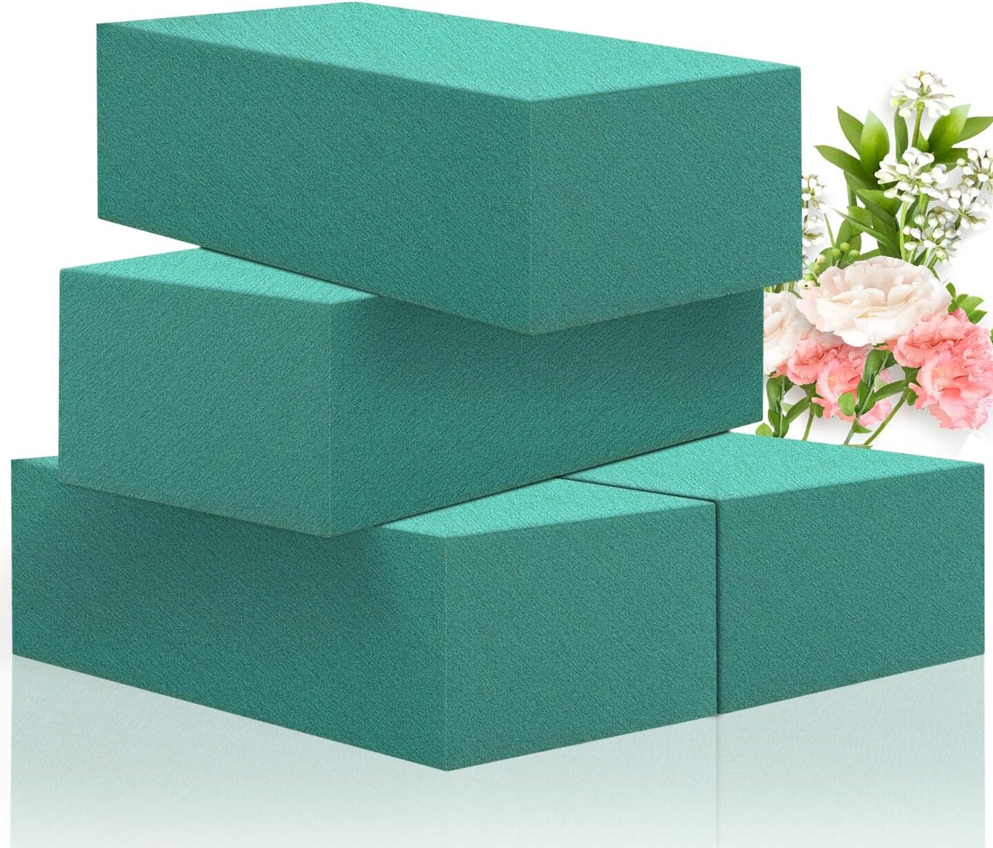 Floral Foams Blocks 4Pcs (7&#x22;L x 3.5&#x22;W x 2.1&#x27;&#x27;H) Green Wet Dry Flower Foam Bricks Large Florist Plant Foam for Artificial and Fresh Flower Arrangement