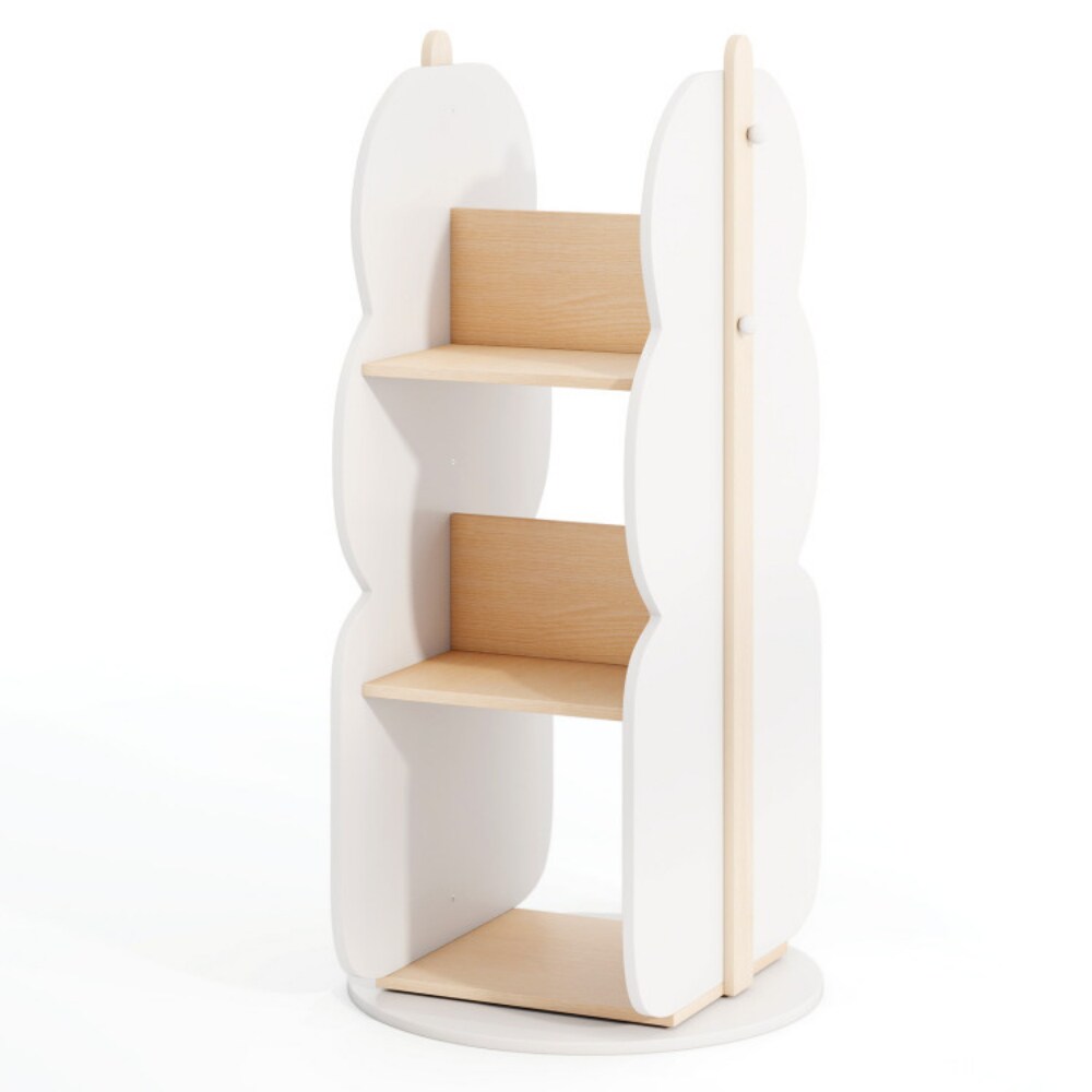 White Engineered Board 360° Rotatable Toy Storage Shelf with 5 Open Shelves