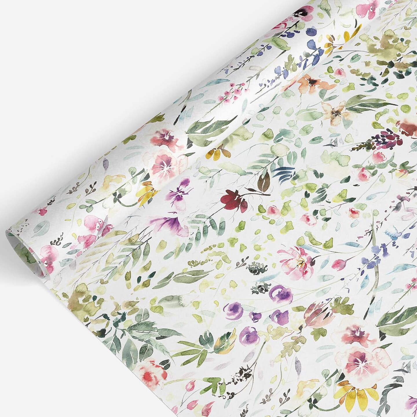 Wildflower Wrapping Paper Mini Roll – 17"x32.8ft Watercolor Floral Gift Wrap for Wedding, Bridal & Baby Shower