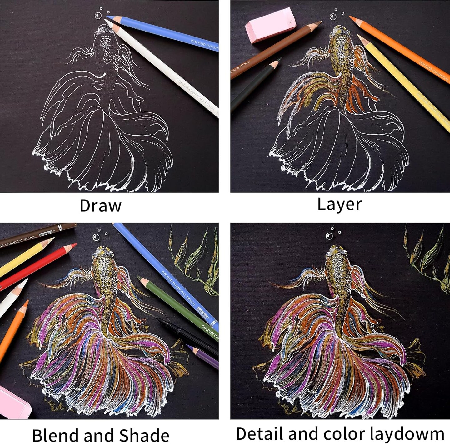 Charcoal Pencils for Drawing,Set of 24 Colors Pastel Colored Pencils,Skin Tone Colored Pencils,Pastel Chalk Colored Pencils