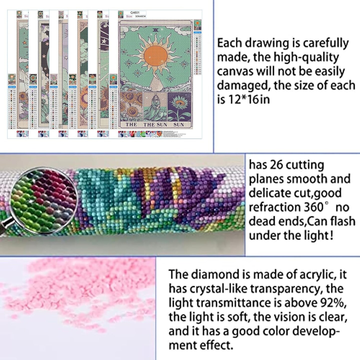Diamond Painting Kits Art Adults Painting Kit Crafts DIY 5D Diamond Art Packs Kits Full for Adults Beginner Home Wall Decoration Gift 11.8x15.7 Inches (6 Pack Tarot Cards)