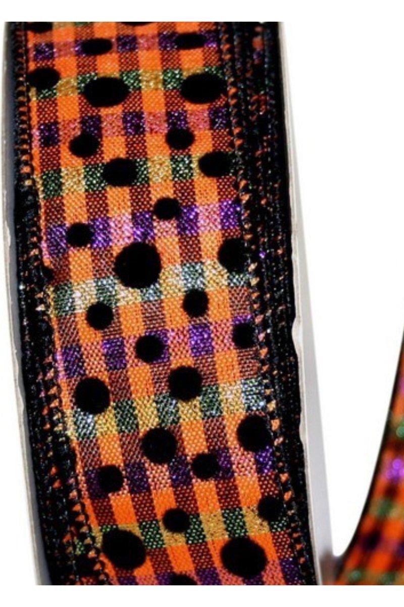 1.5&#x22; Halloween Felt Dots Ribbon: Orange/Purple (20 Yards)