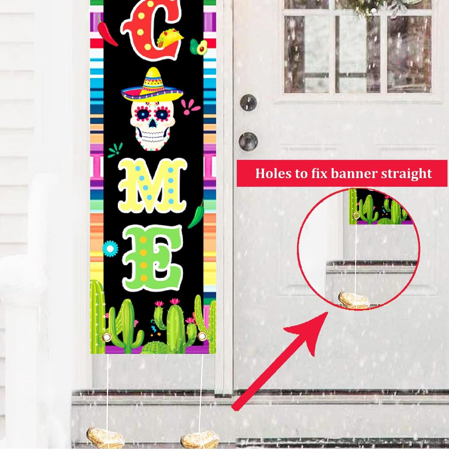 71&#x22; X 12&#x22; Cinco De Mayo Door Decorations Porch Banner, Cinco De Mayo Banner for 5 De Mayo Decorations, Welcome Let&#x27;s Fiesta Banner for Cinco De Mayo Party Decorations tineit