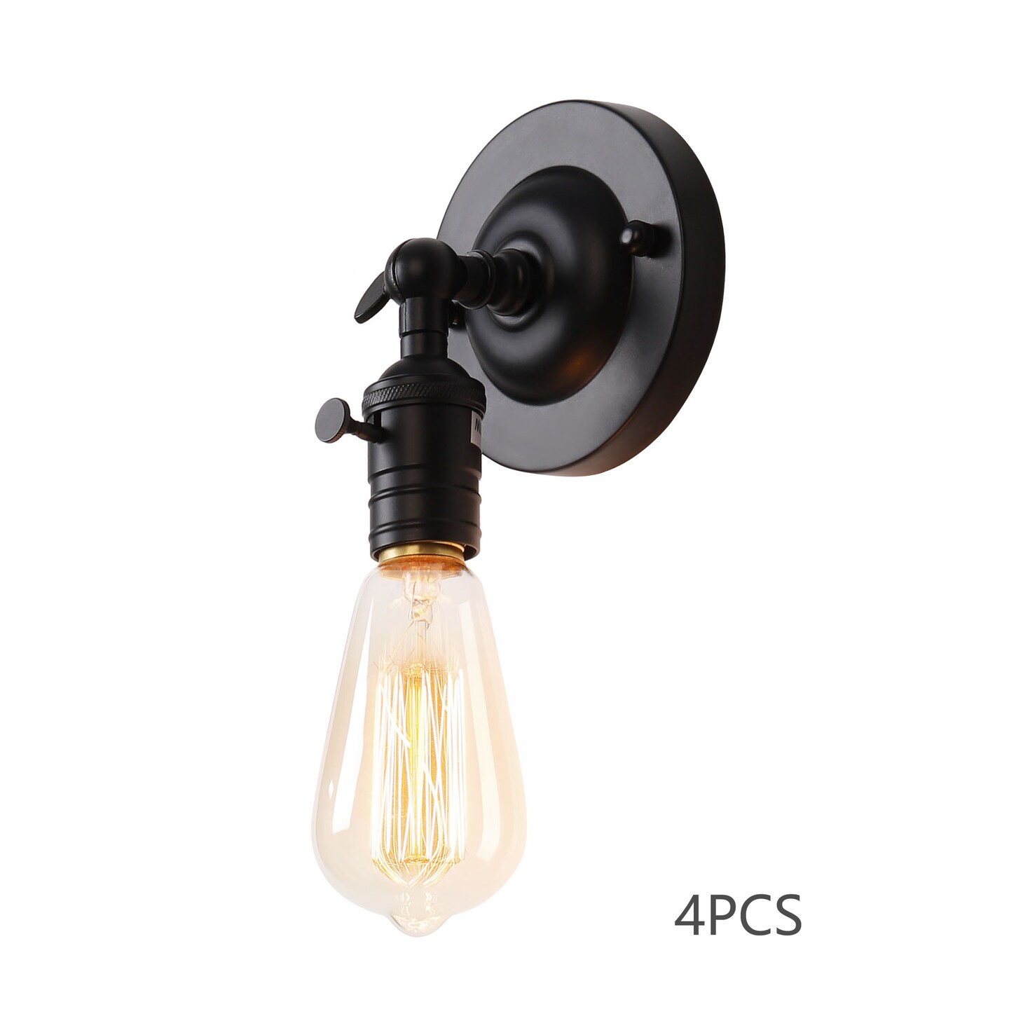 1/2/4pcs Industrial Wall Sconce – Adjustable 180° Black Hardwired Fixture with UL Certification – Vintage Candlestick Lighting for Farmhouse, Bedroom, Office