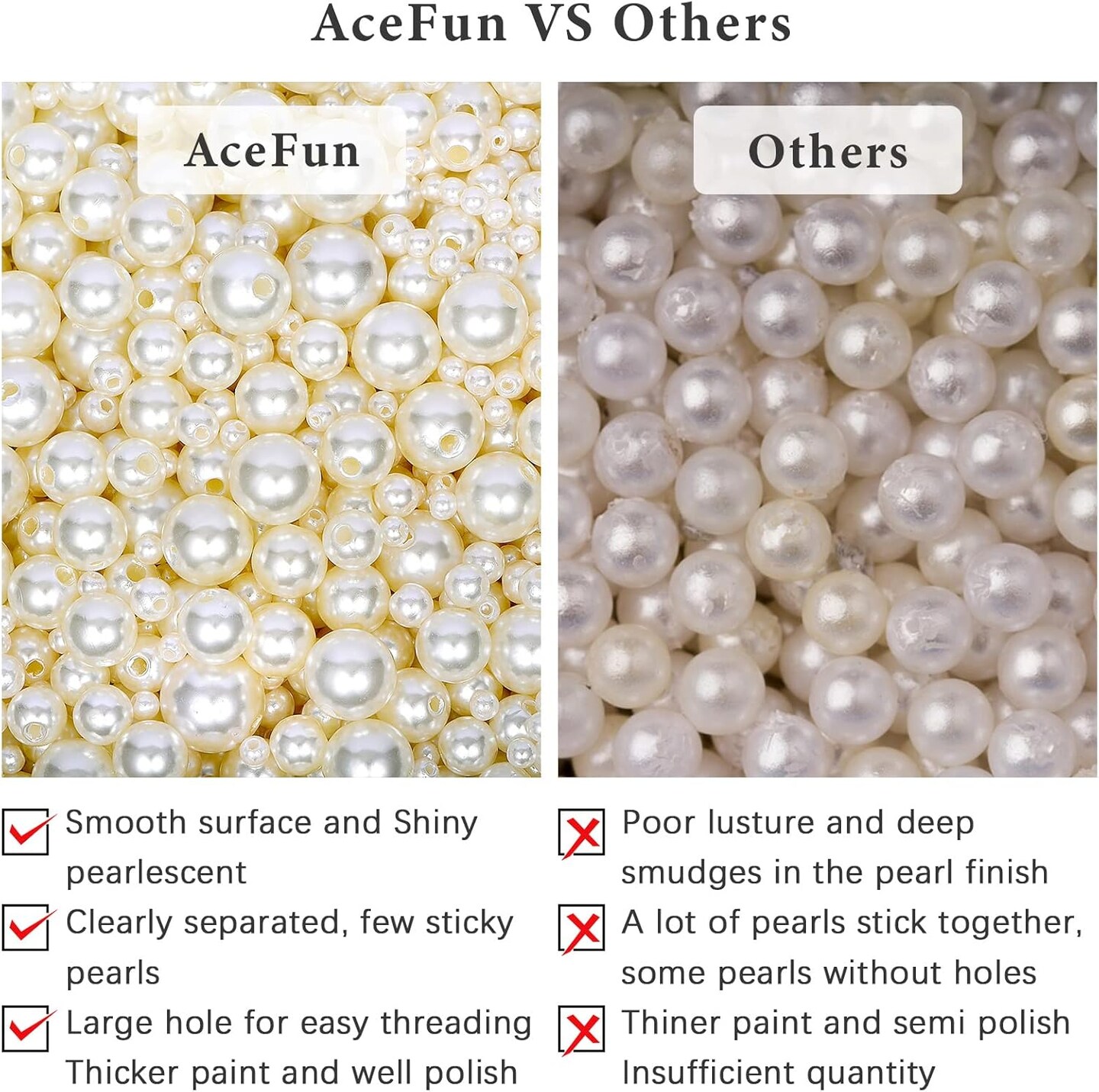 Pearl Beads for Jewelry Making 2400pcs 4mm Pearl Craft Beads with Hole Loose Fake Pearls Small Faux Pearls for Jewelry Making Bracelet Necklace DIY, Sewing Decor and Vase Filler
