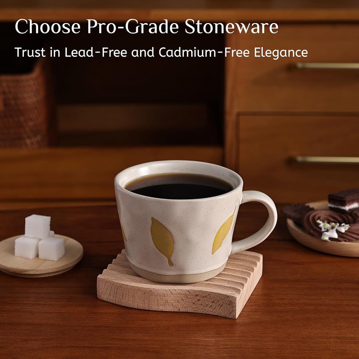 Leaf Mug, 11 oz Ceramic Coffee Cup for Tea Latte Cappuccino