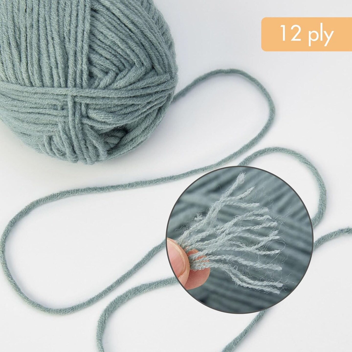 1 Skein Soft Wool-Acrylic Yarn for Knitting Worsted Weight Yarn Quality Yarn for DIY Craft Wool Blend Yarn for Crochet Blanket Yarn(3.53oz,153yds)-Pale Grayish Green