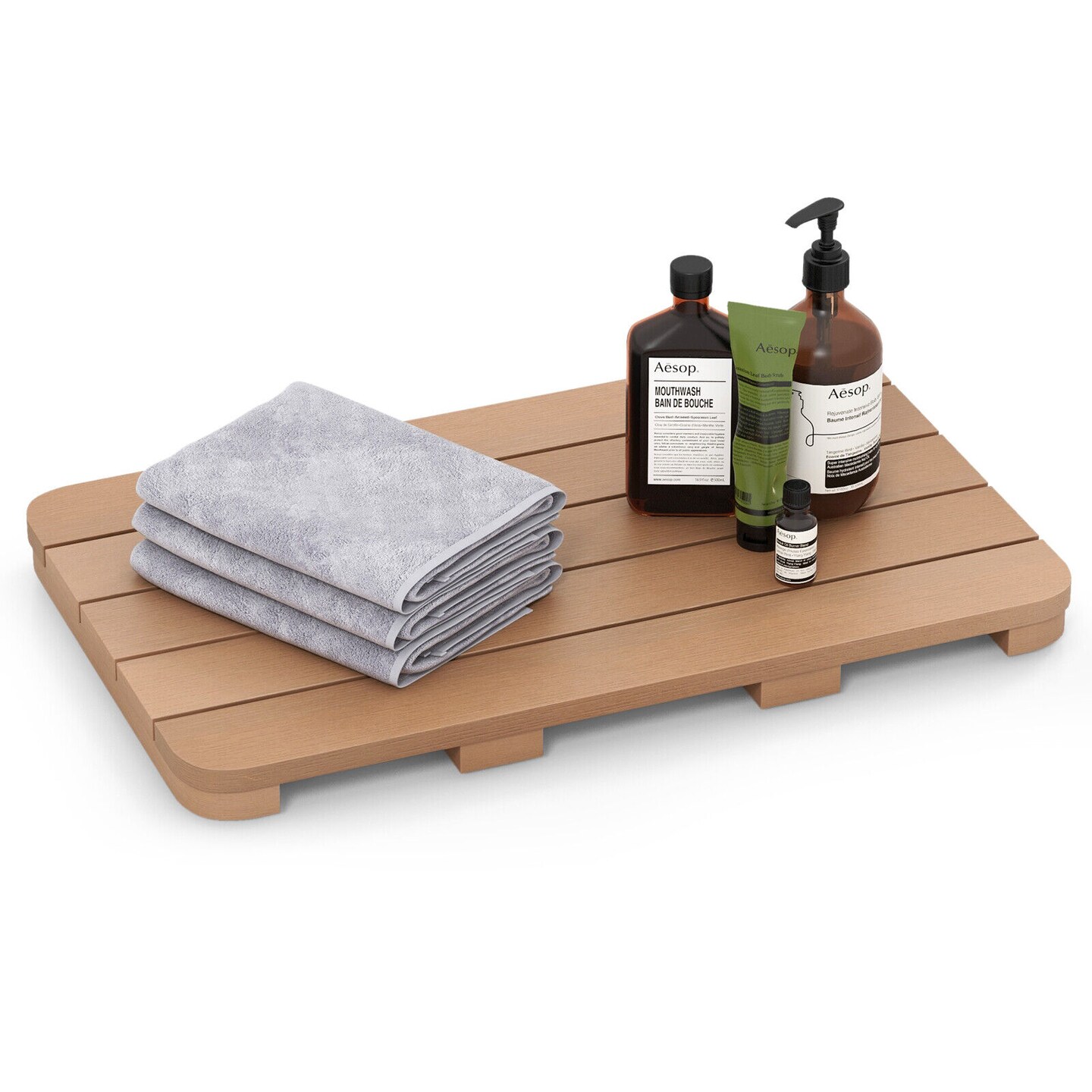 HIPS Spa Shower Mat with Non Slip Foot Pads and Rounded Smooth Edges Ideal for Indoor and Outdoor Use