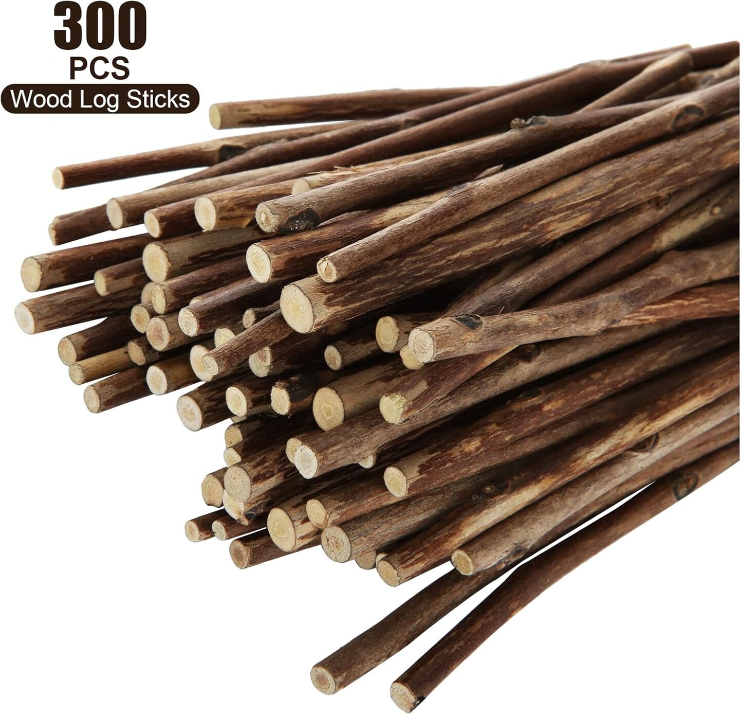 300PCS 4 inch Wood Log Sticks for Crafts - Natural Twigs Sticks- Birch Wood Craft Sticks for DIY Rustic Home Decor School Projects Crafting Filler, 0.08-0.15 Inch in Diameter