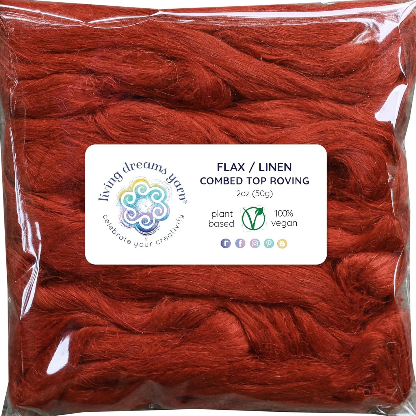 Flax/Linen - Beautifully Dyed Vivid Colors, Combed Top Roving for Spinning, Blending, Felting, Weaving.