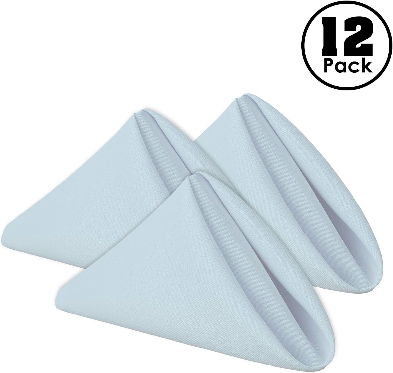 Set of 12 Baby Blue Cloth Napkins, 17×17 in, Soft & Washable with Hemmed Edges
