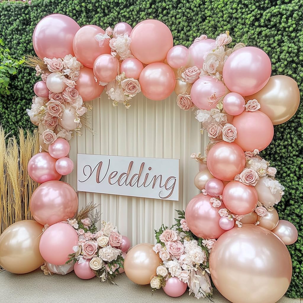 Pearl Pink Balloons Double Stuffed Pastel Light Pink Balloon Arch Kit Thick Latex Different Sizes 18/12/5in Balloon Garland For Valentines Day Baby Shower Wedding Birthday Party Decor