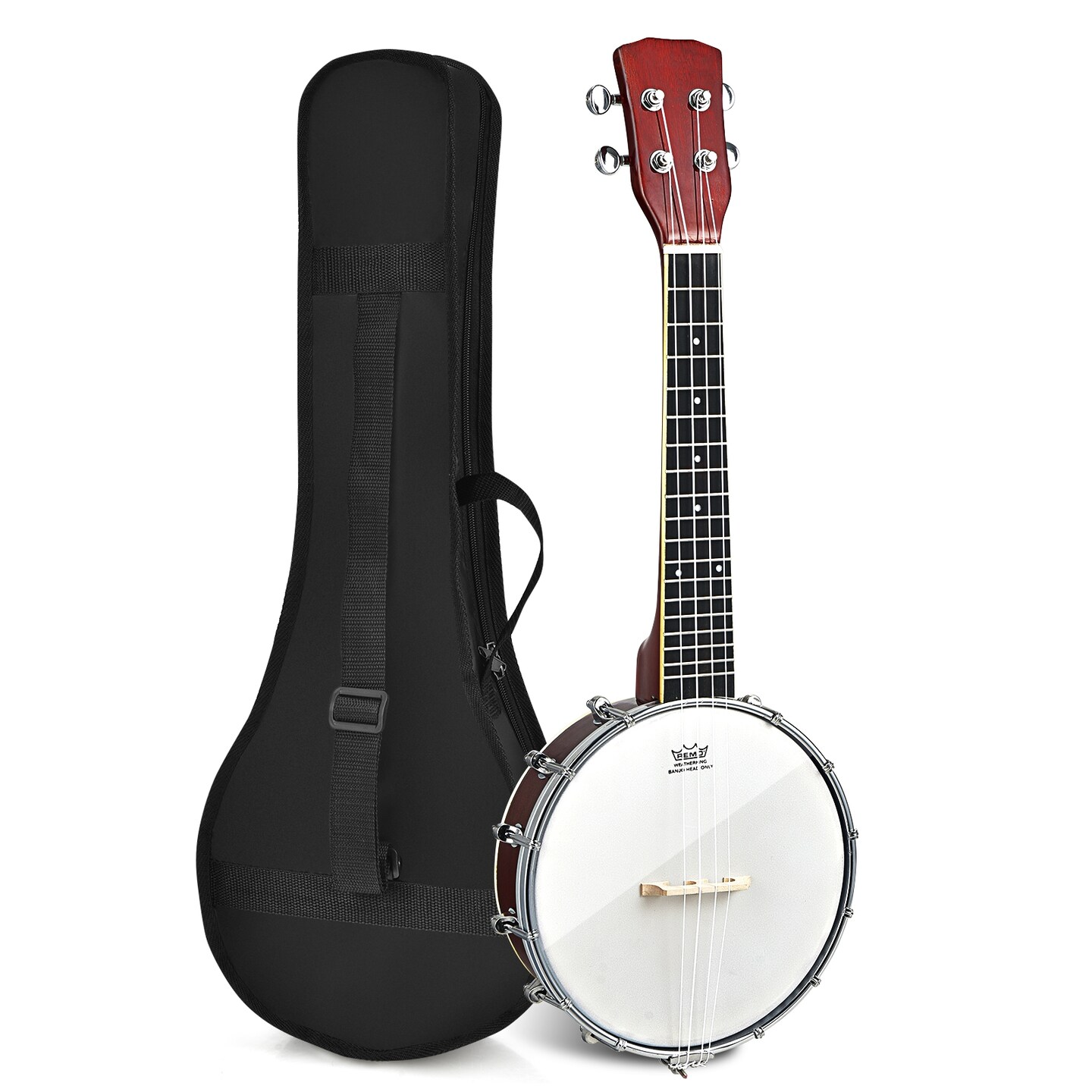 Mini Banjo Ukulele with Remo Drumhead, Maple Bridge and Gig Bag