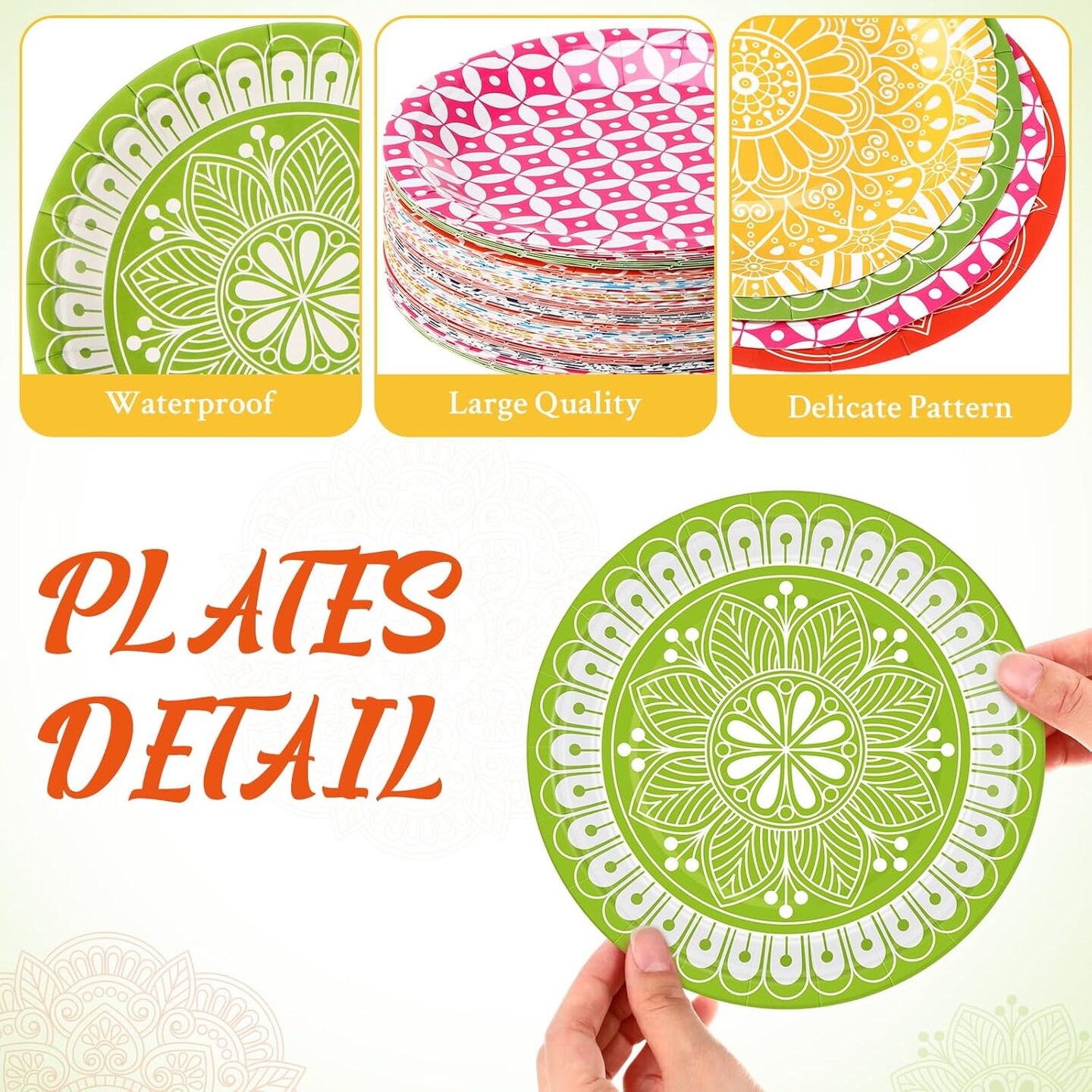 48 Pcs 7 Inch Colored Paper Plates Colorful Disposable Party Plates Multicolor Dessert Cake Plates Decoration for Birthday Baby Shower Graduation Party Supplies