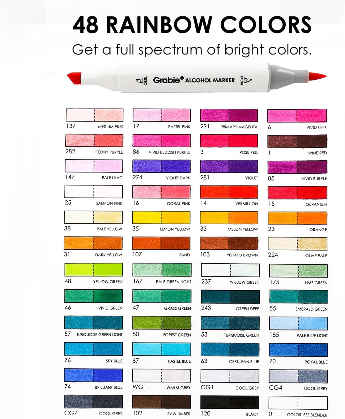 Alcohol Based Marker with Case and Coloring Book, 48-color Double Tipped Alcohol Markers, Chisel & Brush Alcohol-based Art Marker Set