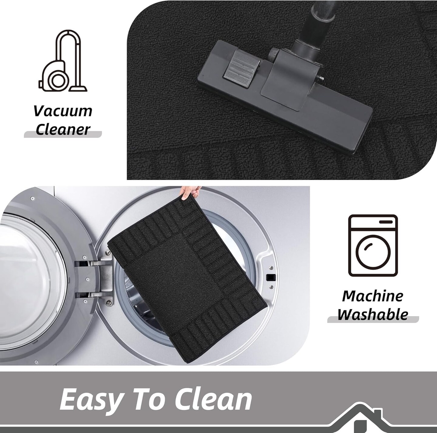 Non-Slip Kitchen Runner Rug 24"x60" – Black, Absorbent, Machine Washable