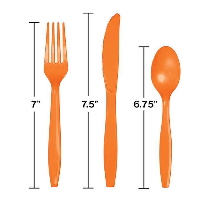 216 pc Bulk Sunkissed Orange Value Friendly Assorted Plastic Cutlery