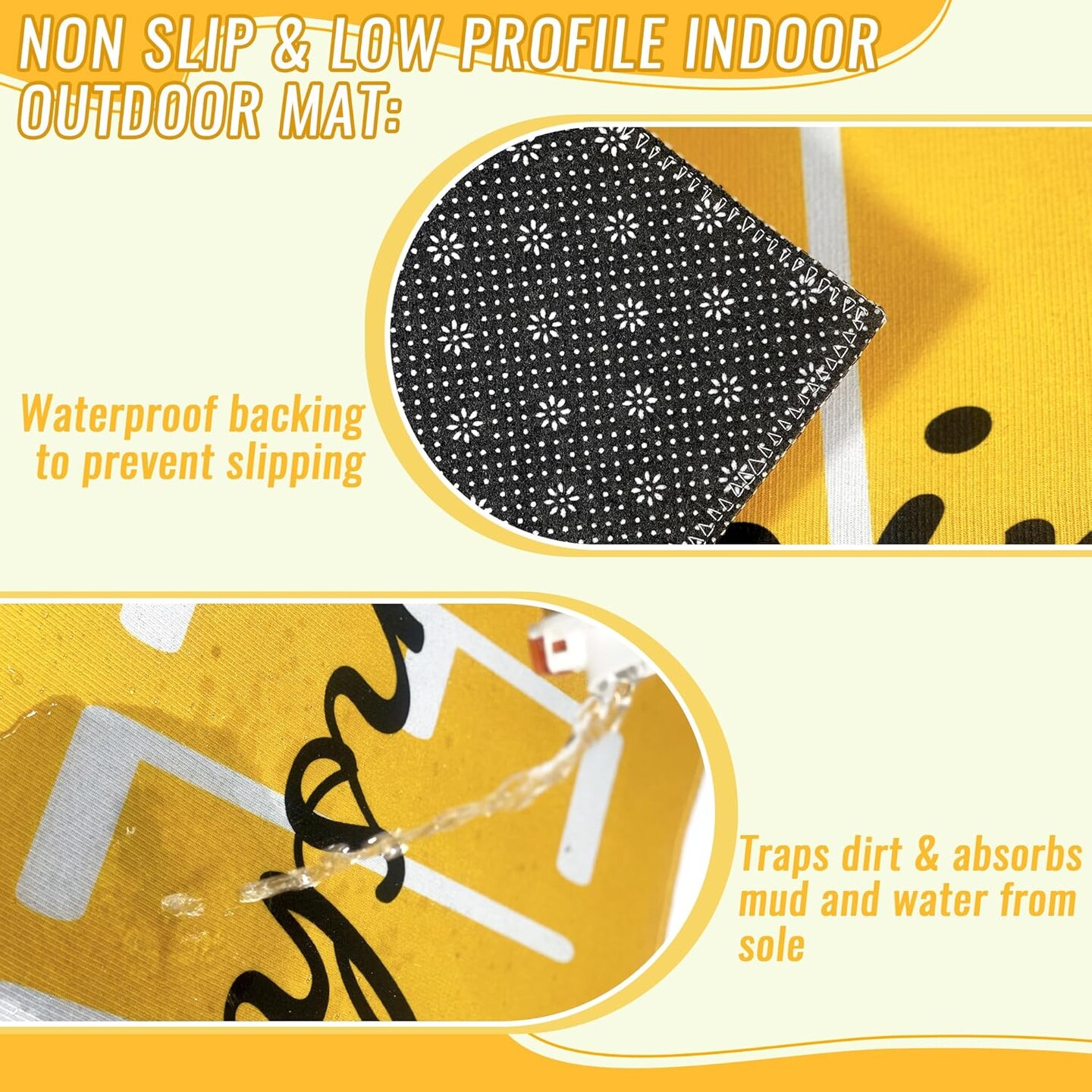 Hello Sunshine Door Mat Summer Doormat 17 X 29 Inch Yellow Doormat Decorative Entrance Mat Non-Slip Rubber Backing Floor Mat Washable Seasonal Welcome Rugs for Indoor Outdoor
