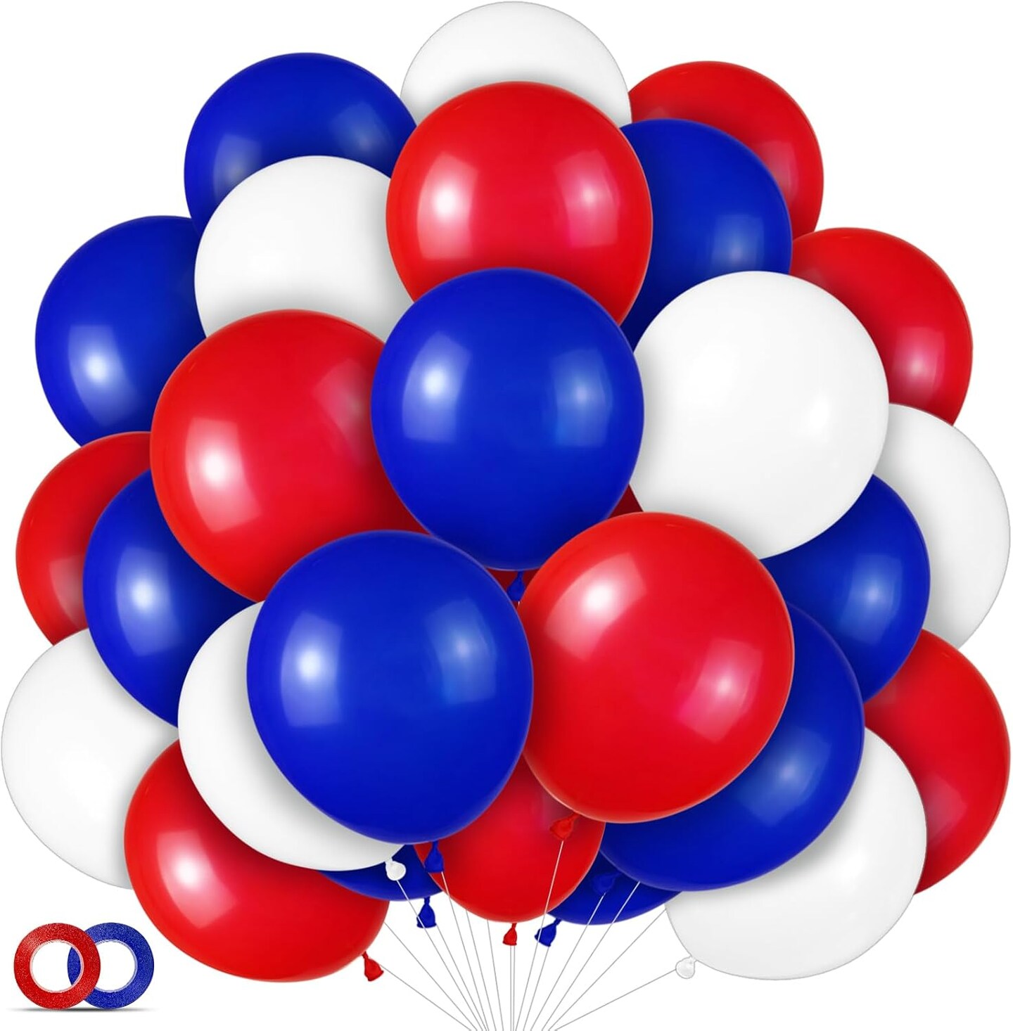Red White and Blue Latex Balloons 100 Pack Graduation Birthday Wedding Nautical Party Supplies