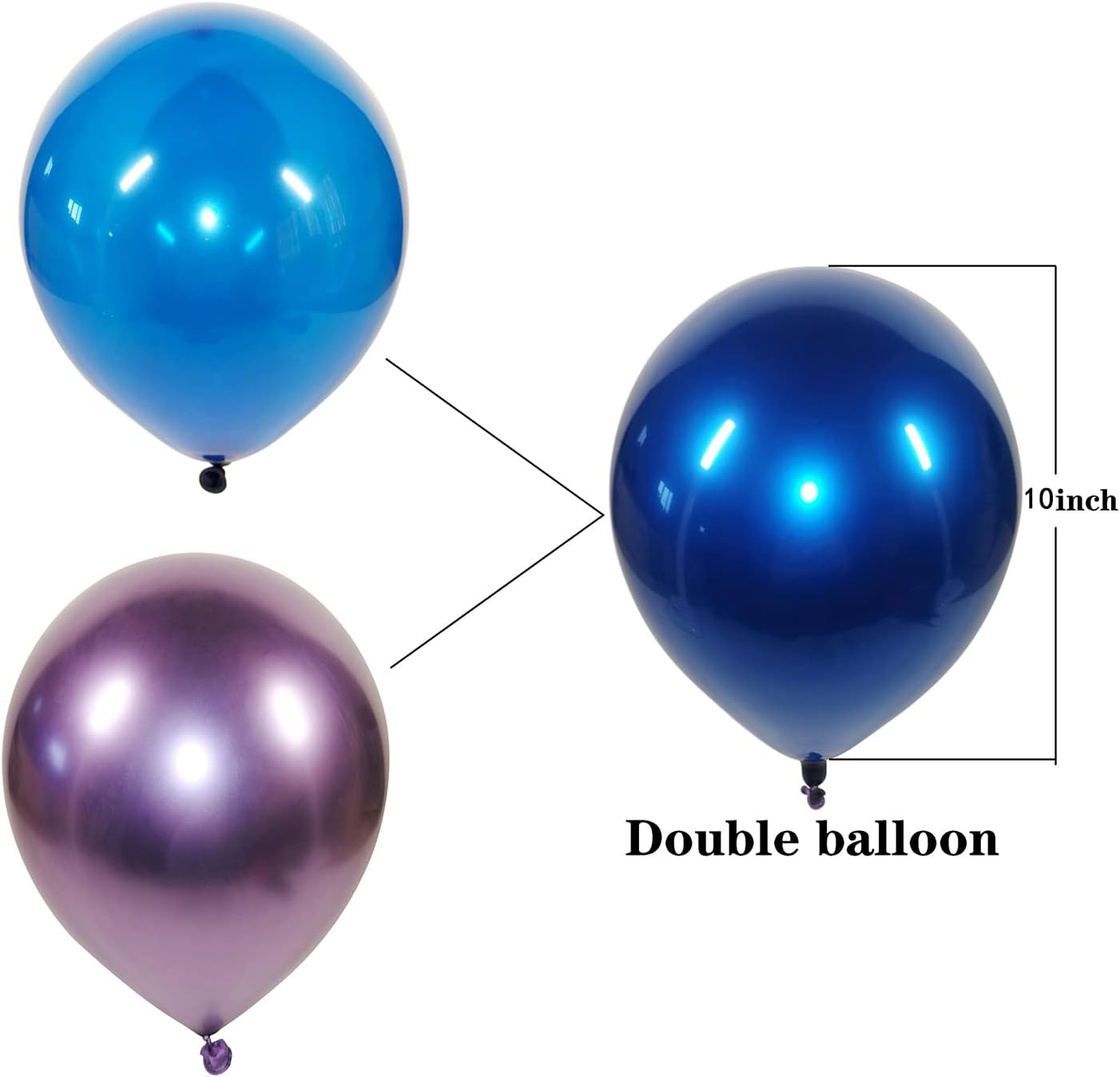 Metallic Royal Blue Balloons 50pcs 10 inch Metallic Blue Balloons Double Layer Blue Balloons are More Durable Suitable for Wedding Birthday Party Balloon Decoration