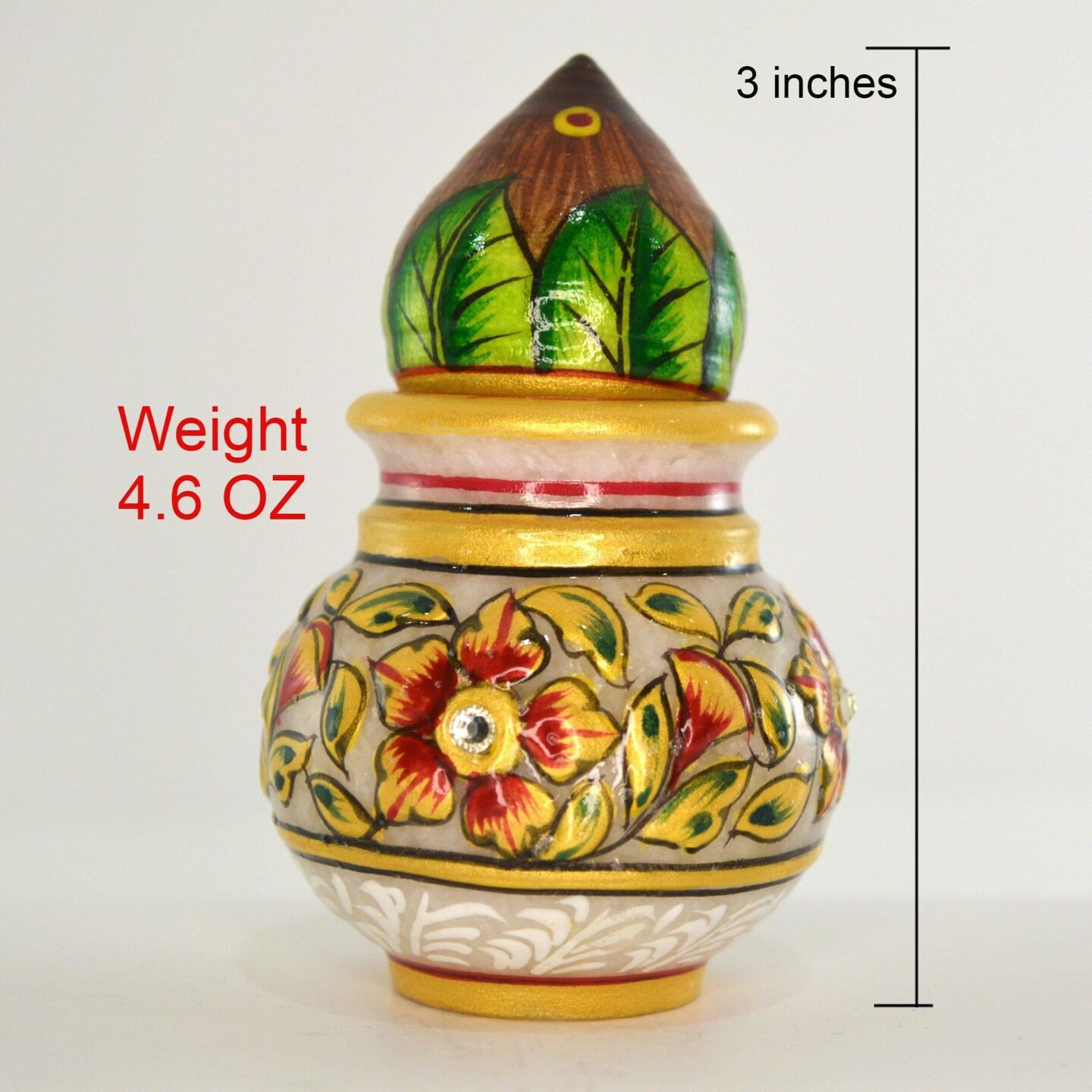 White Marble Kalash Indian Mangal Kalash Decorated Coconut for Wedding Shagun Decorative Nariyal for Wedding Pooja Indian Festival Housewarming Gifts