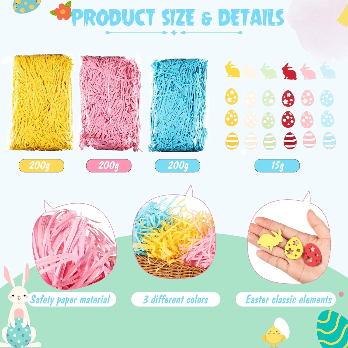 Easter Raffia Paper Easter Grass Crinkle Cut Paper