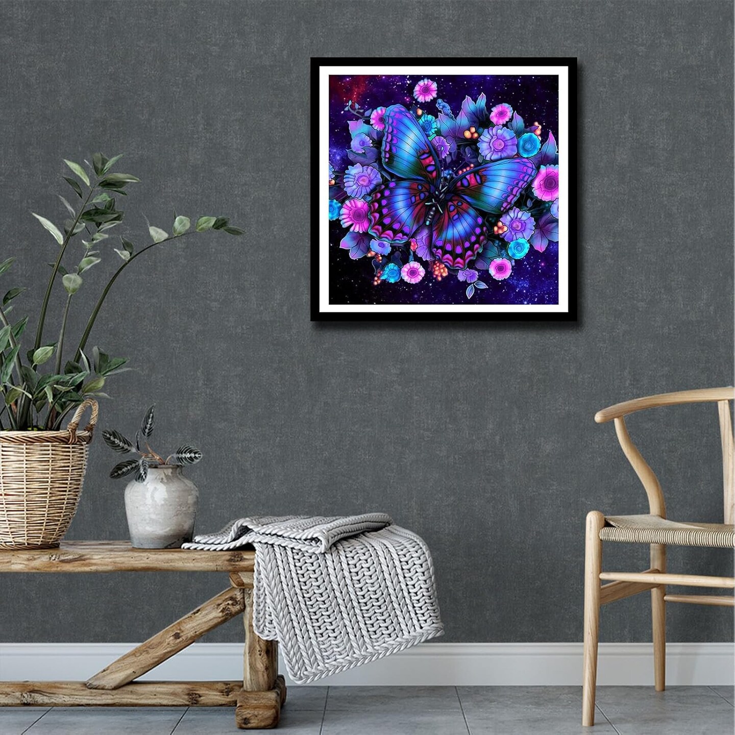 Butterfly Diamond Painting Kit – Full Drill Square Diamond Art for Adults, Gem Art Canvas Wall Décor, 11.8" x 11.8" (30 x 30 cm)