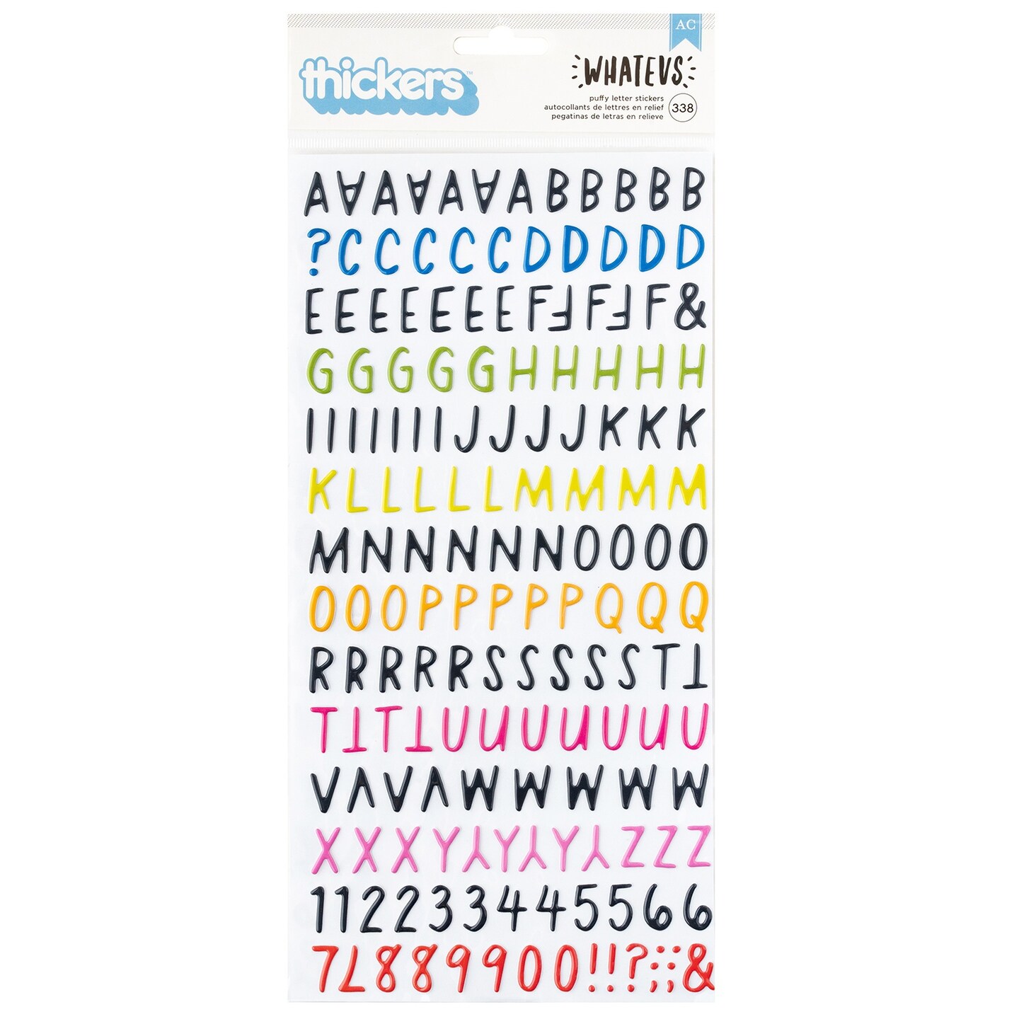 American Crafts Whatevs Thickers Stickers 338/Pkg-Alpha, Glossy