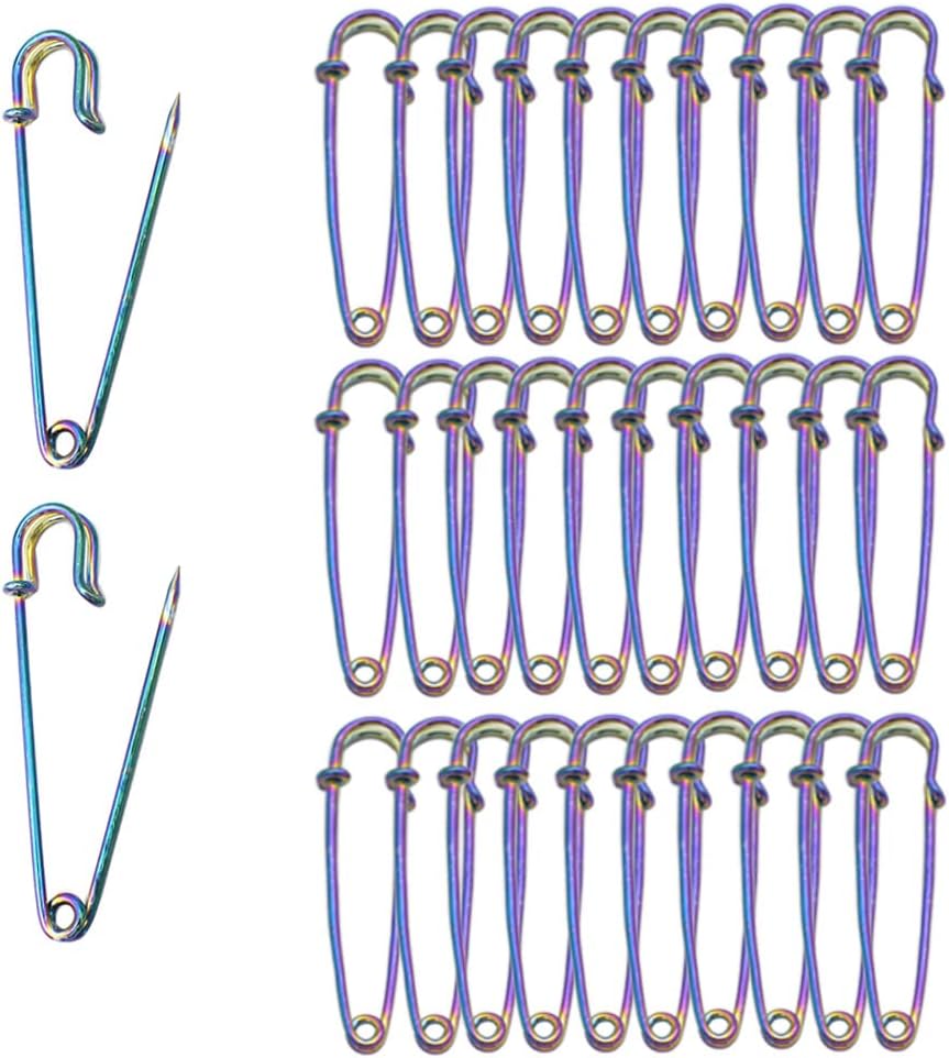 32PCS 65mm Rainbow Safety Pin - Brooch Bulk Heavry Duty Metal Small Pins for Home Sewing Crafts Bag Decorations Accessories