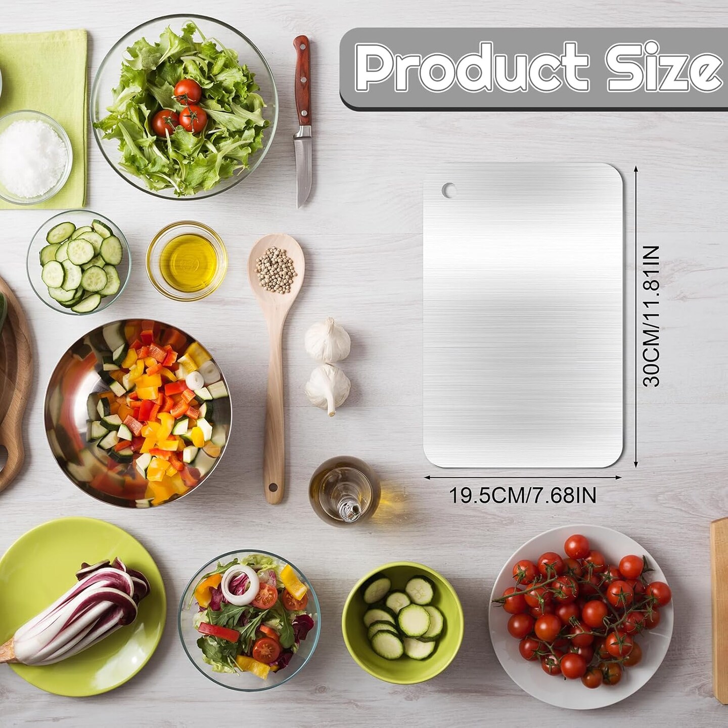 Titanium Cutting Boards, Stainless Steel Food Grade Cutting Boards, Titanium Cutting Boards for Kitchen, Stainless Non Stick Chopping Boards for Meat, Fruit, Vegetables, Dishwasher Safe (12 x 8 in)
