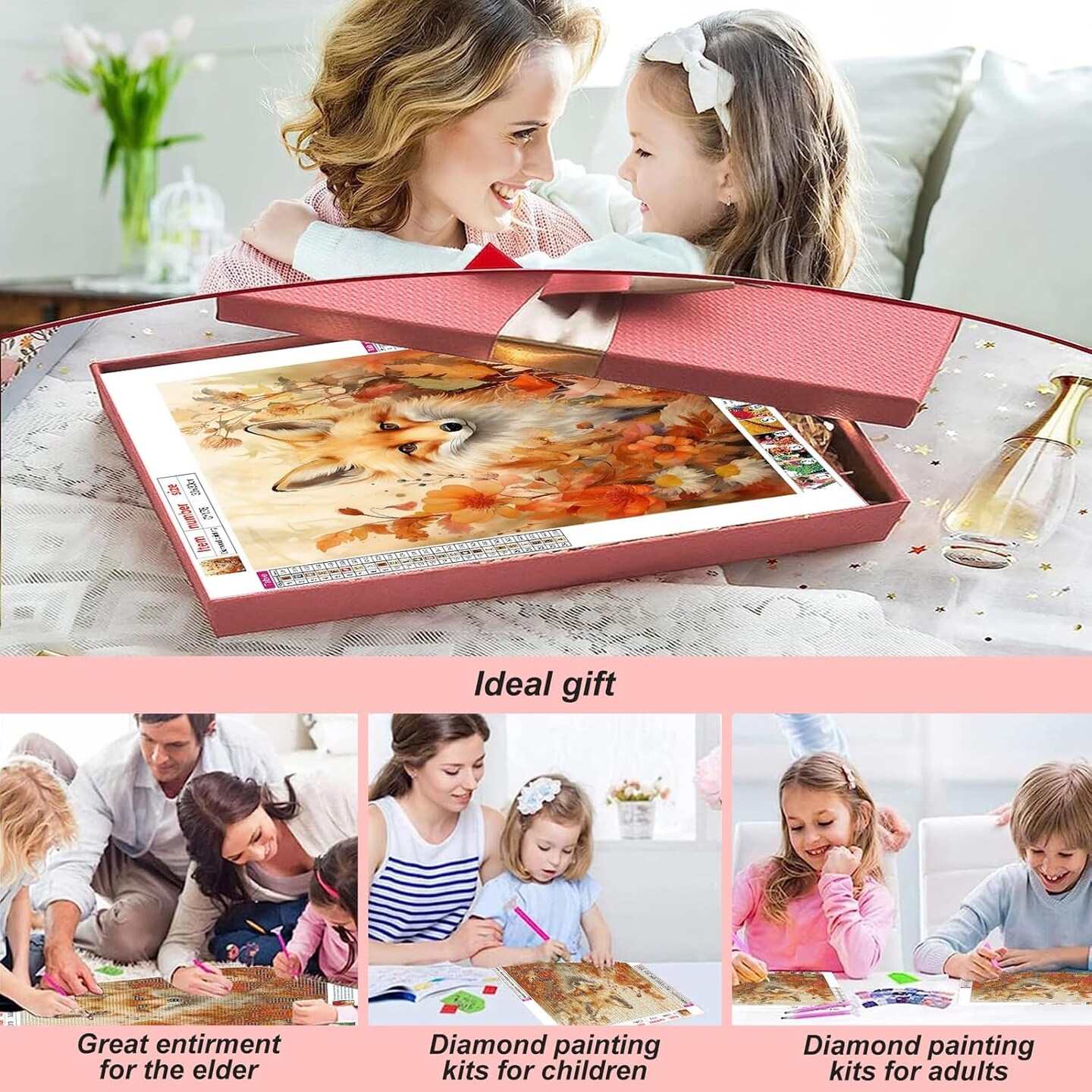 Diamond Painting Kits for Adults Fox, 5D DIY Diamond Art Kits for Beginners Round Full Drill Diamond Painting for Home Wall Decoration Gift 12&#xD7;12inch, Fall Maple Leaf