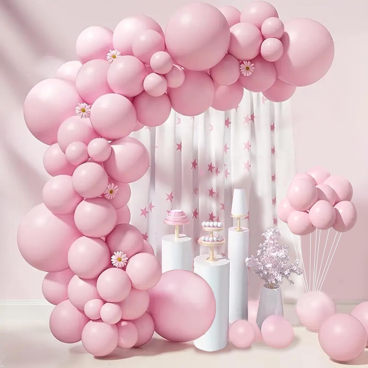 Pink Balloon Arch Kit, Pastel Balloons of Different Sizes Pack of 18 12 10 5 Inch for Birthday Party or Gender Reveal Party Balloon Arch as Graduation Wedding Baby Shower Party Decorations
