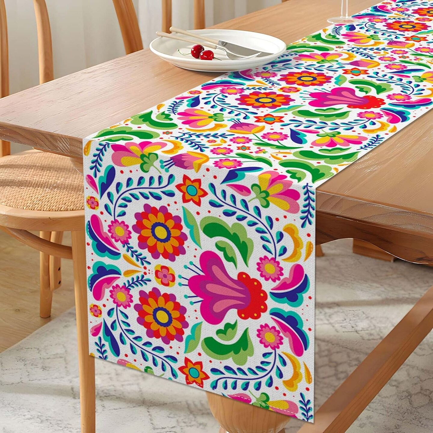 Mexican Cinco de Mayo Table Runner 72in – Day of the Dead Fiesta Party Decor
