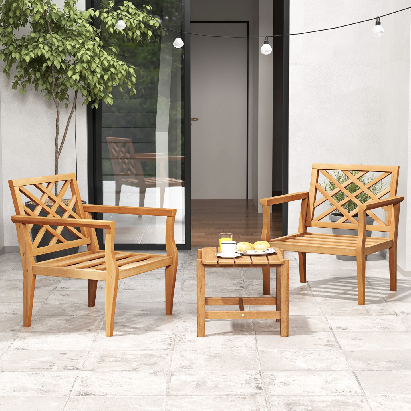 Teak Wood Slatted Design Patio Chair Armchair with Backrest and Armrests Ideal for Outdoor Use