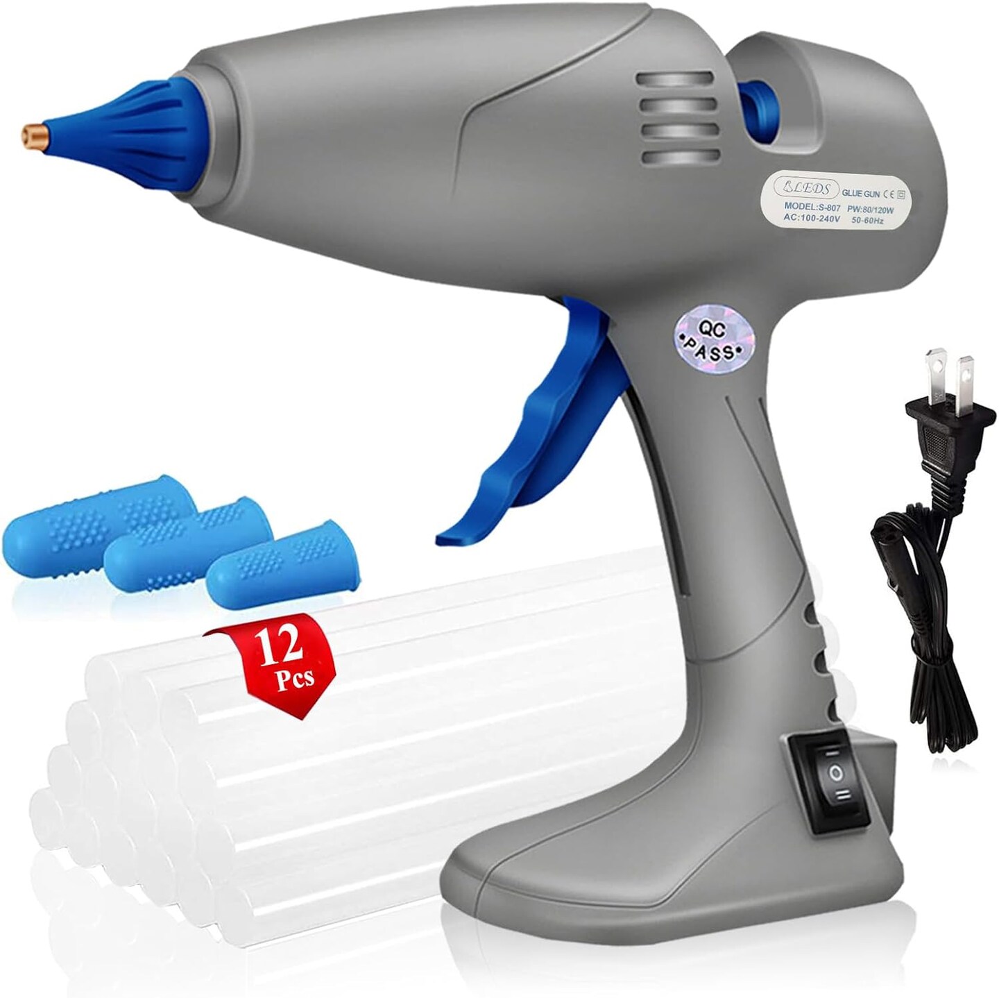 Hot Glue Gun, Full-Size Glue Gun 80 &#x26; 120W, Stand-Up Large Glue Guns Anti-Dripping Dual High Temp Hot Melt Glue Gun With 12 Glue Sticks for Craft Art Creative Office Decor DIY Quick Repairs