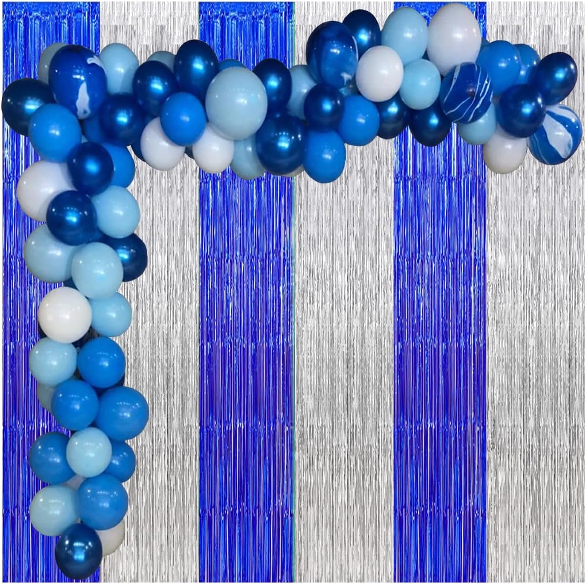 Blue Balloons Garland Arch Kit, 108 Pcs Blue White Marble Balloons for Graduation Birthday Baby Shower Wedding Party Decorations