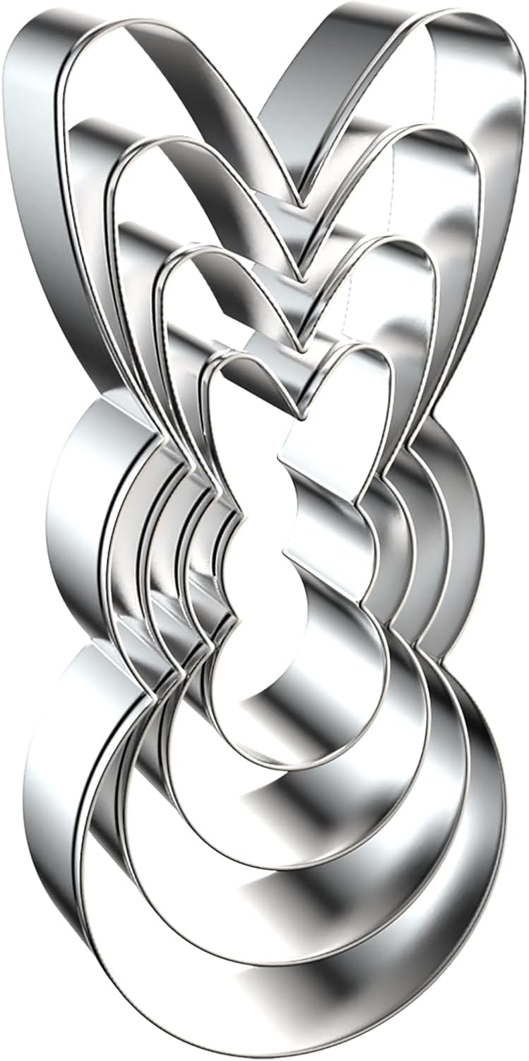 Easter Bunny Cookie Cutter Set - 5 inch, 4 inch, 3 inch, 2 inch - 4 Piece Large Rabbit Cookie Cutters Shapes Molds - Stainless Steel